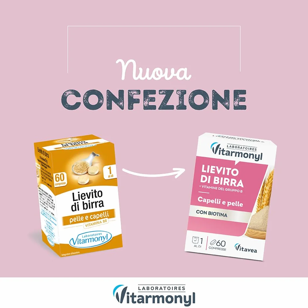 Vitarmonyl Lievito di Birra 60 Compresse per Capelli e Pelle con Biotina e Vitamine B1, B2, B3, B6, B9, B12