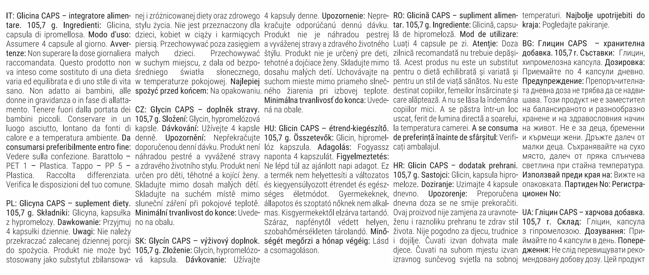 GymBeam Glicina Caps 3000 mg - Integratore Glicina Capsule per Vegani, Glicina Amminoacido - Adatto per Assunzione Giornaliera o Serale - Capsule Facili da Ingerire, 120 cps