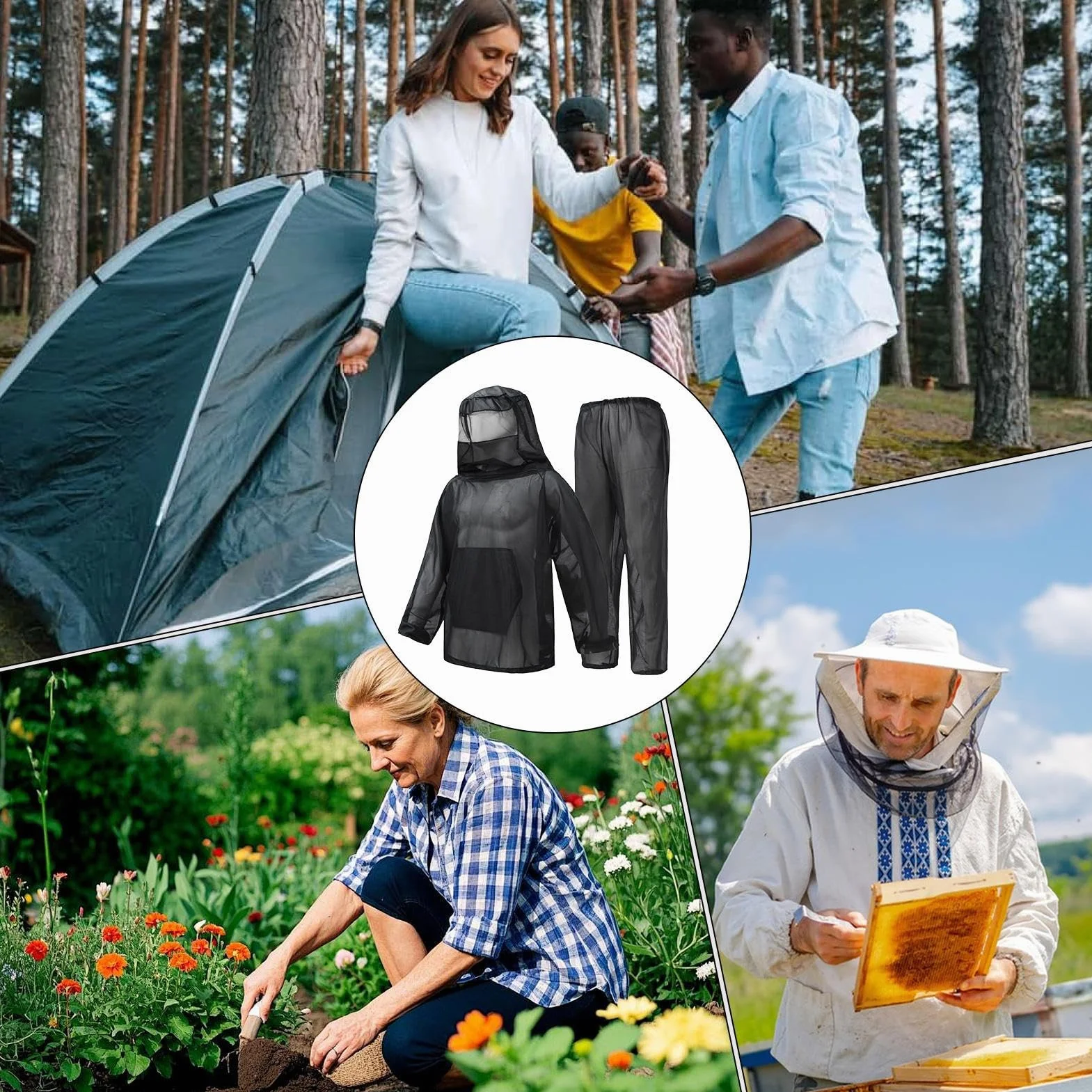 Abbigliamento Antimosche Tuta Completa Rete Antinsetti Protezione Camping Escursionismo Giardinaggio