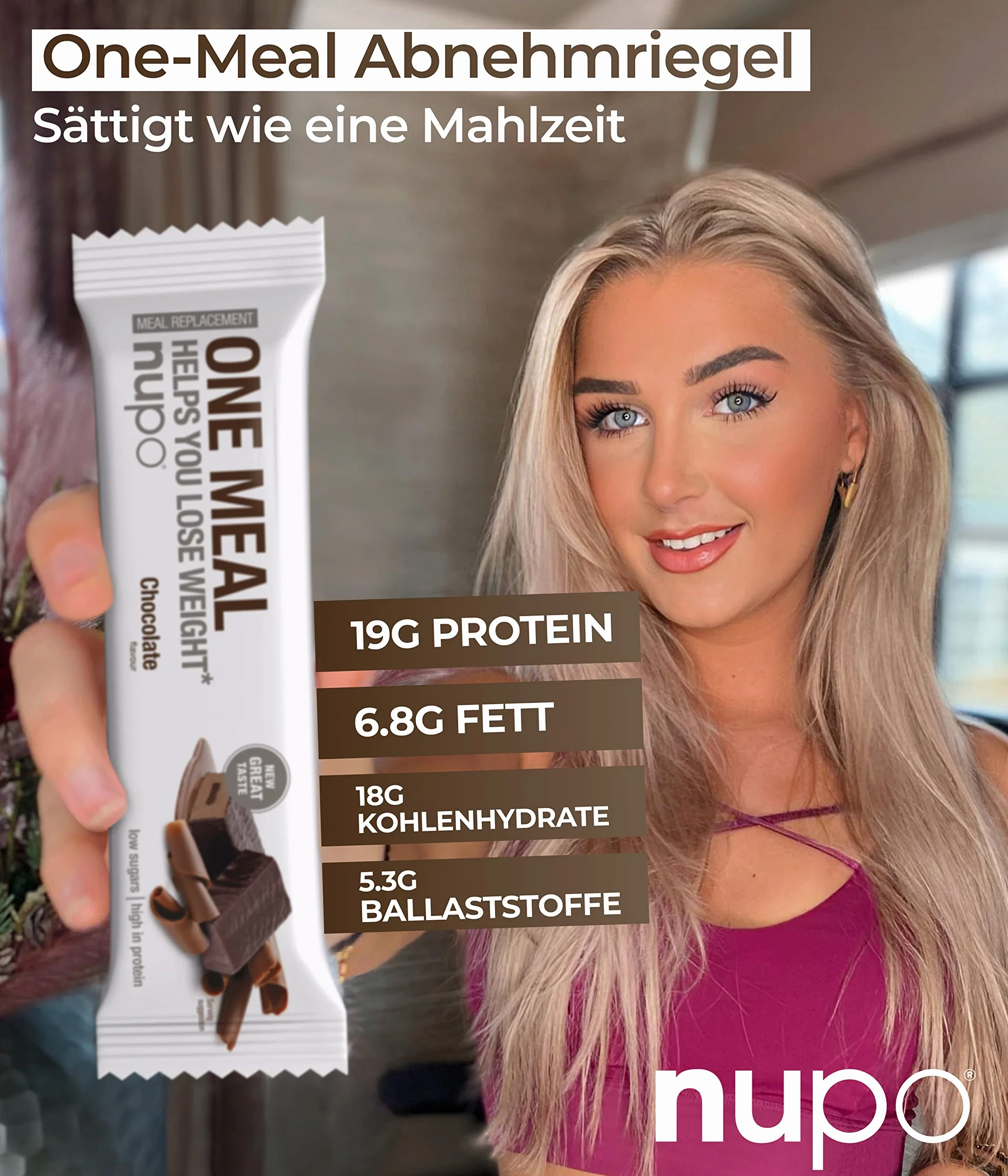 NUPO One Meal Bar Cioccolato barrette sostitutive del pasto 24 x 60g alto contenuto di proteine vitamine minerali