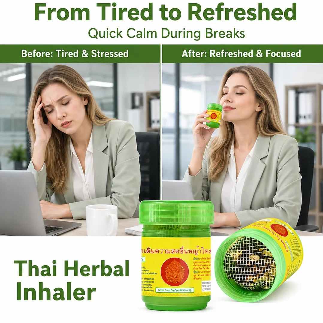 2 Pezzi Inalatore Thailandese, Inalatore a base di erbe Bottiglia verde, Ideale per la casa, l'ufficio o i viaggi