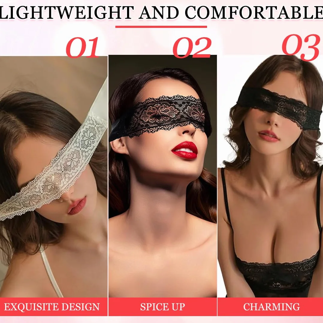 Mascherine per Occhi 4 Pezzi Maschera Dormire Morbide Pizzo Coppie