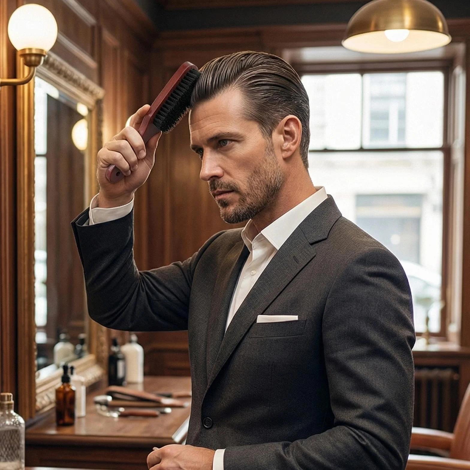 Spazzola Setole Cinghiale Spazzola Barba Uomo Pettine Barba Regali Uomo per Capelli Lisci Spazzolo la Cura di Baffi Spessa Grossolana e Riccia Cura e Styling Quotidiana