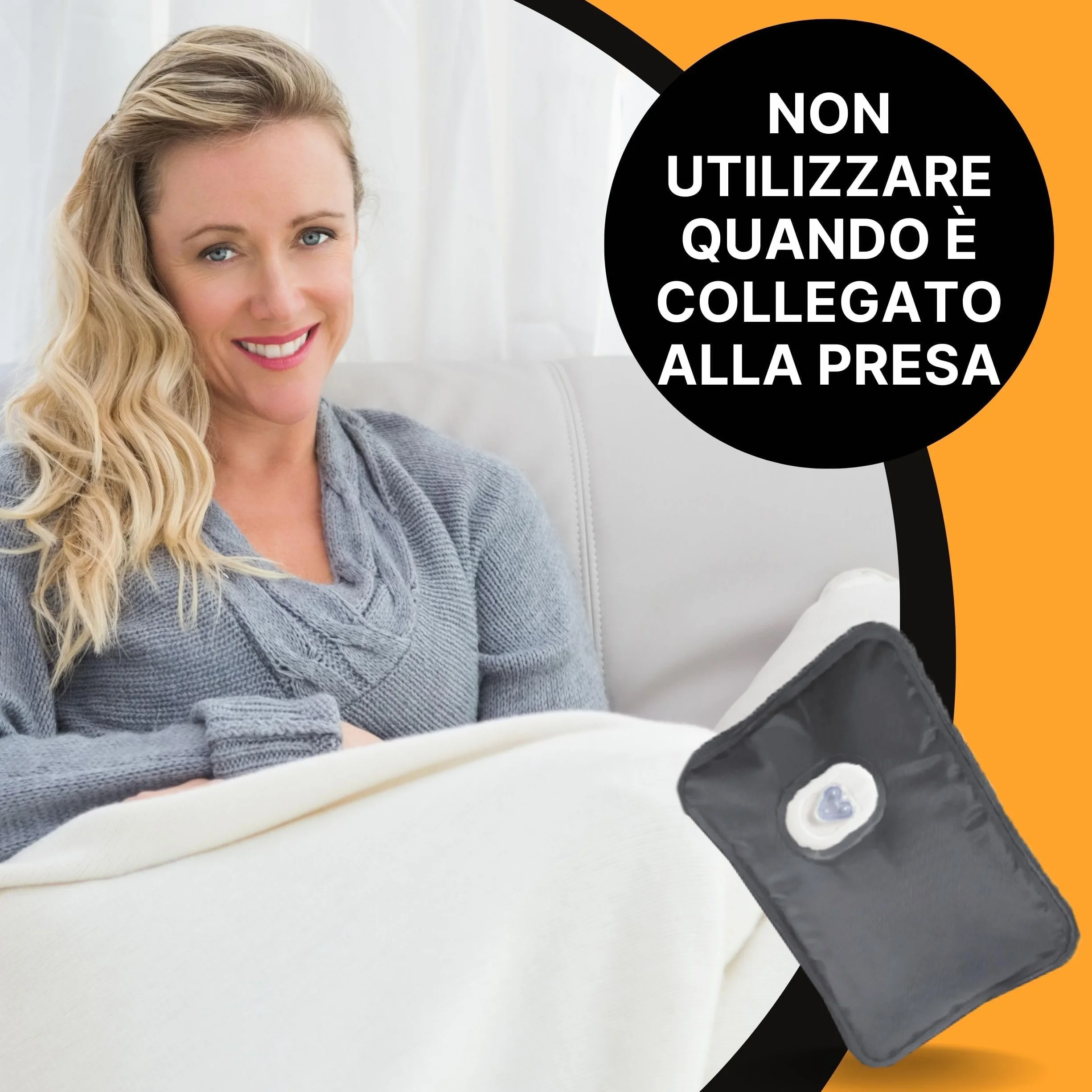 ELETTROCASA - Borsa Acqua Calda Elettrica Teporino - 6h di Calore - Borsa Calda Elettrica Ricaricabile Pronta in 10' - Boule per Riscaldare Acqua