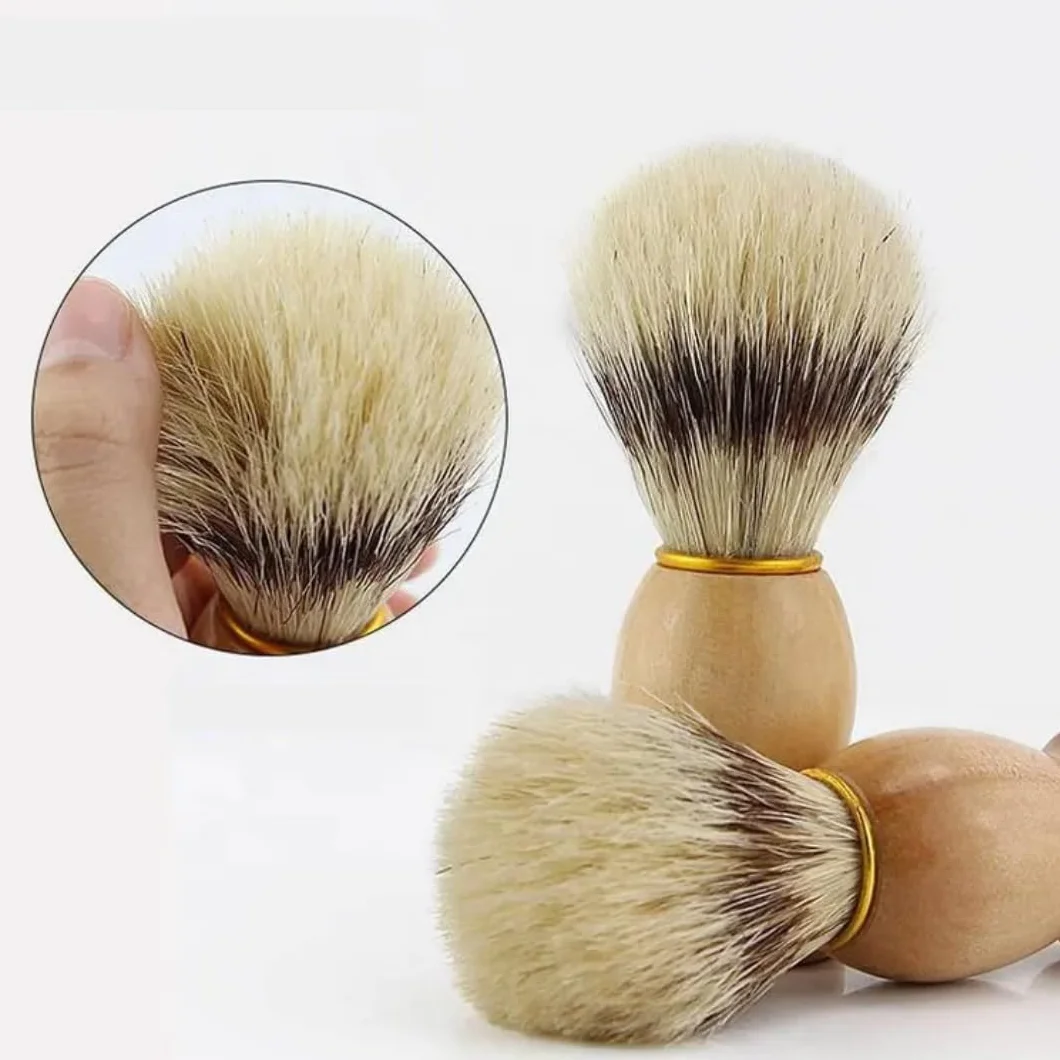 PARENCE.- Pennello da barba con manico in legno - Classico ed elegante, design universale