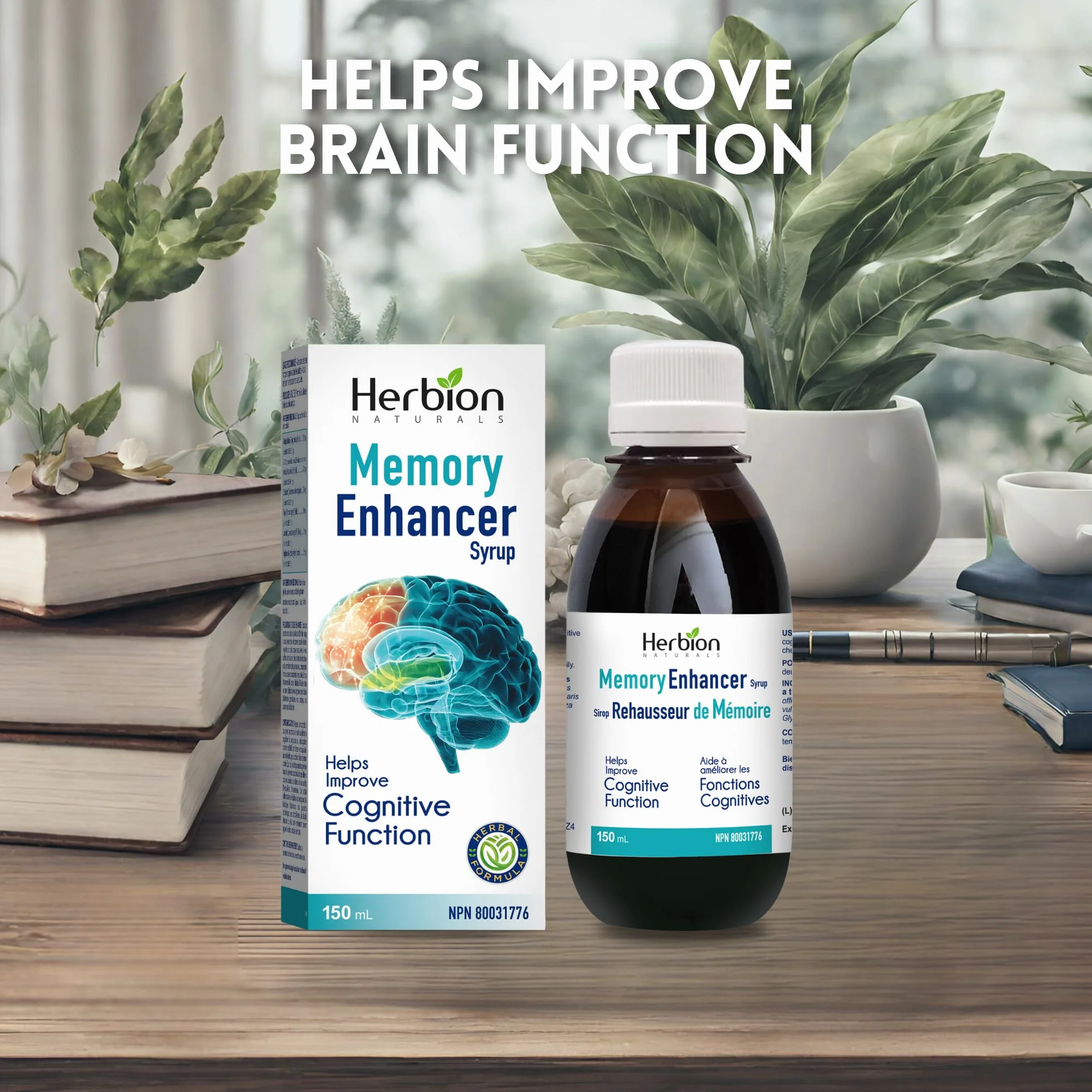 Herbion Naturals Amplificatore di memoria aiuta a migliorare le funzioni cognitive Sciroppo di liquirizia per adulti 150ml