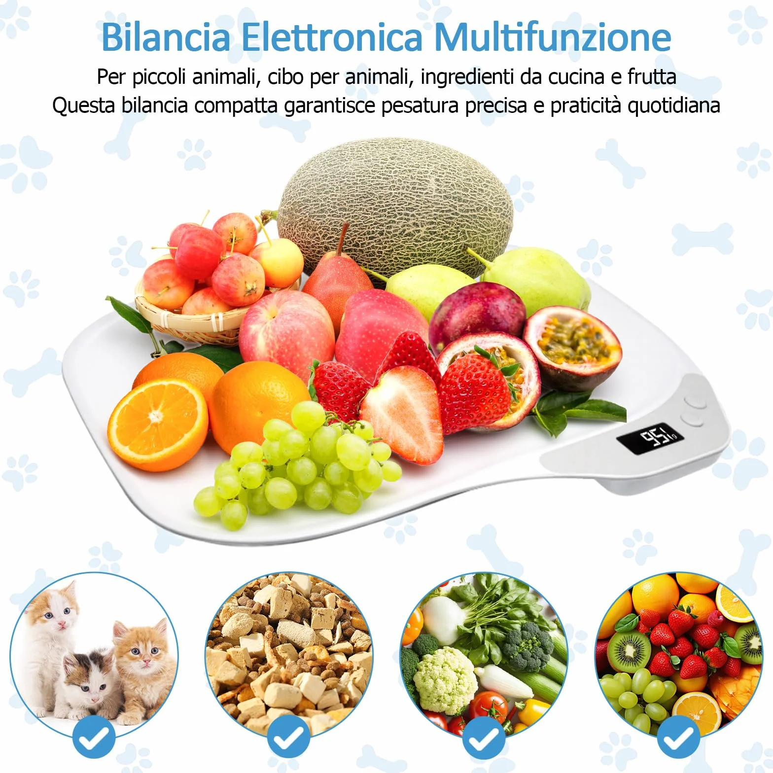 Bilancia Neonato Digitale per Cuccioli Cani 15 Kg LCD Quattro Modalità Pesatura Piccoli Animali 36x25,5 cm