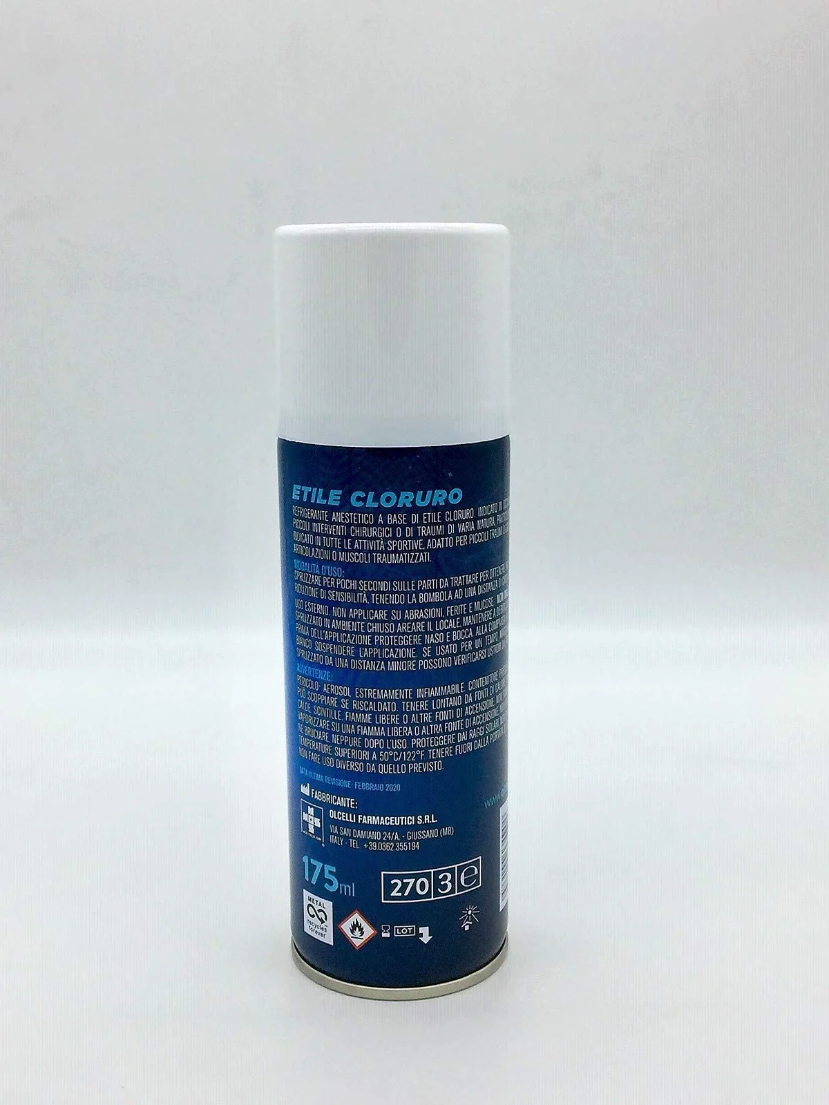 Olcelli Farmaceutici Ghiaccio Spray Etile Cloruro Refrigerante Anestetico, 175 ml