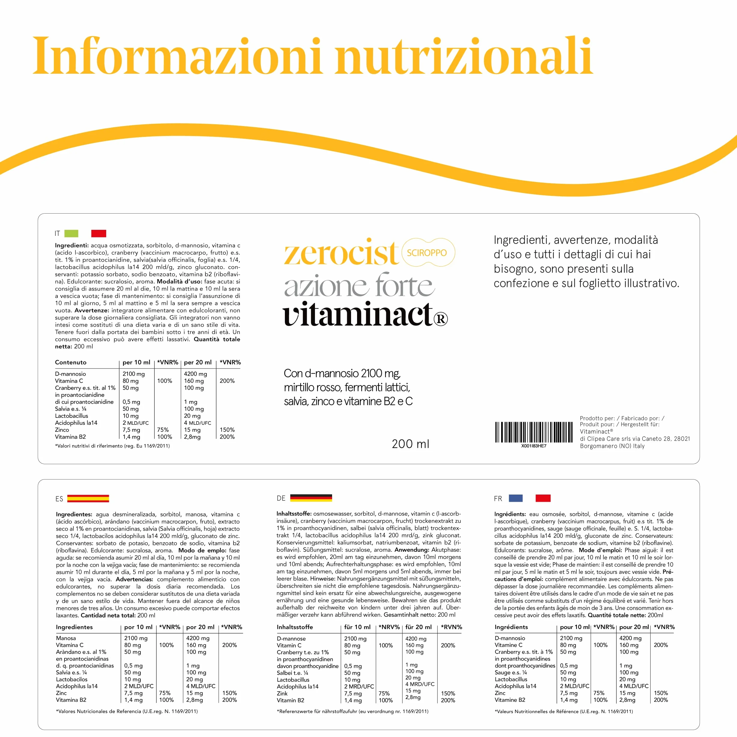 D Mannosio Puro Mirtillo Rosso Lactobacillus per Infezioni Vie Urinarie Candida con Salvia Vitamine C B2 Zinco