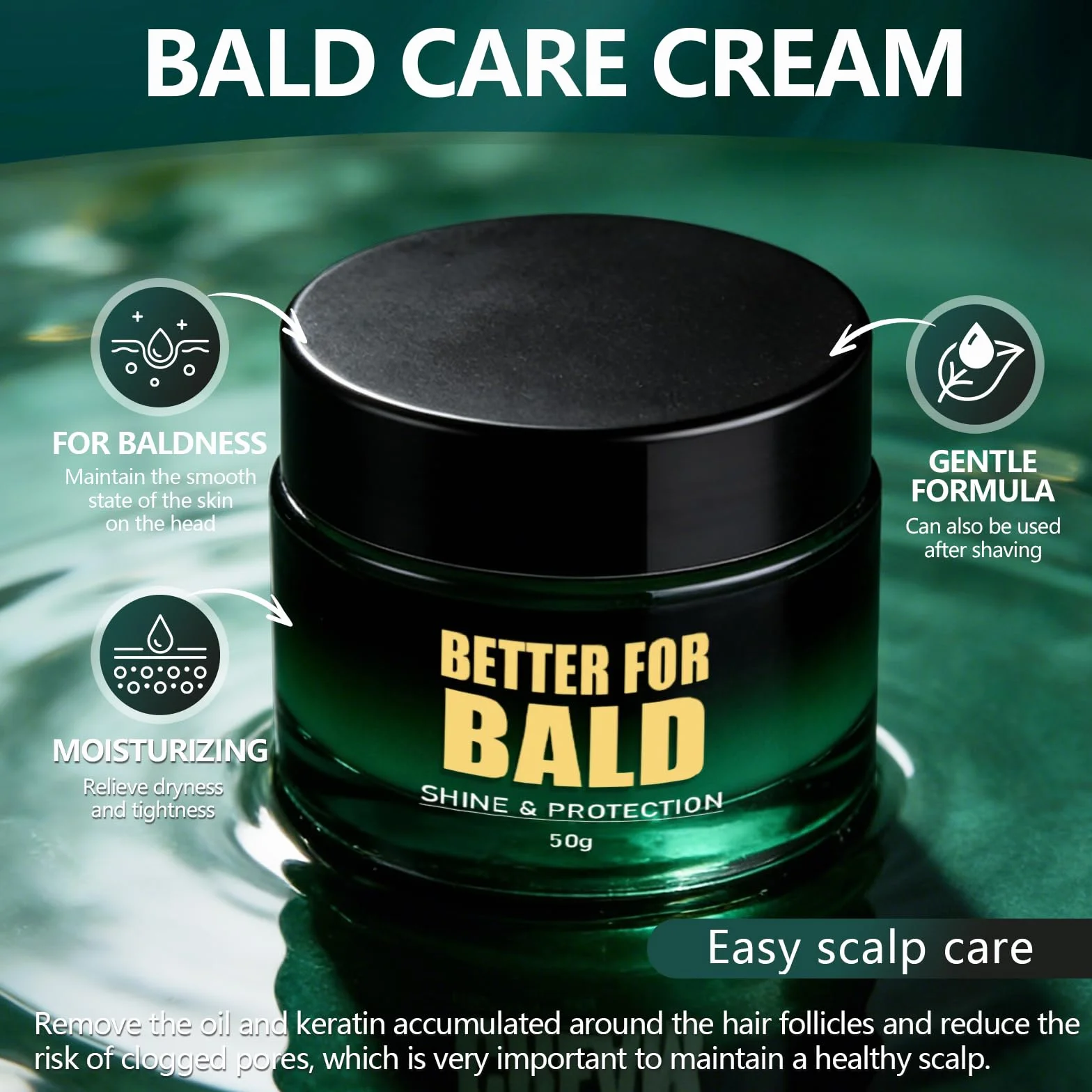 Crema Teste Rasate 50ml Idratante Lenitivo Nutriente Cura Cuoio Capelluto Dopo Rasatura Non Grassa Uomo Calvo