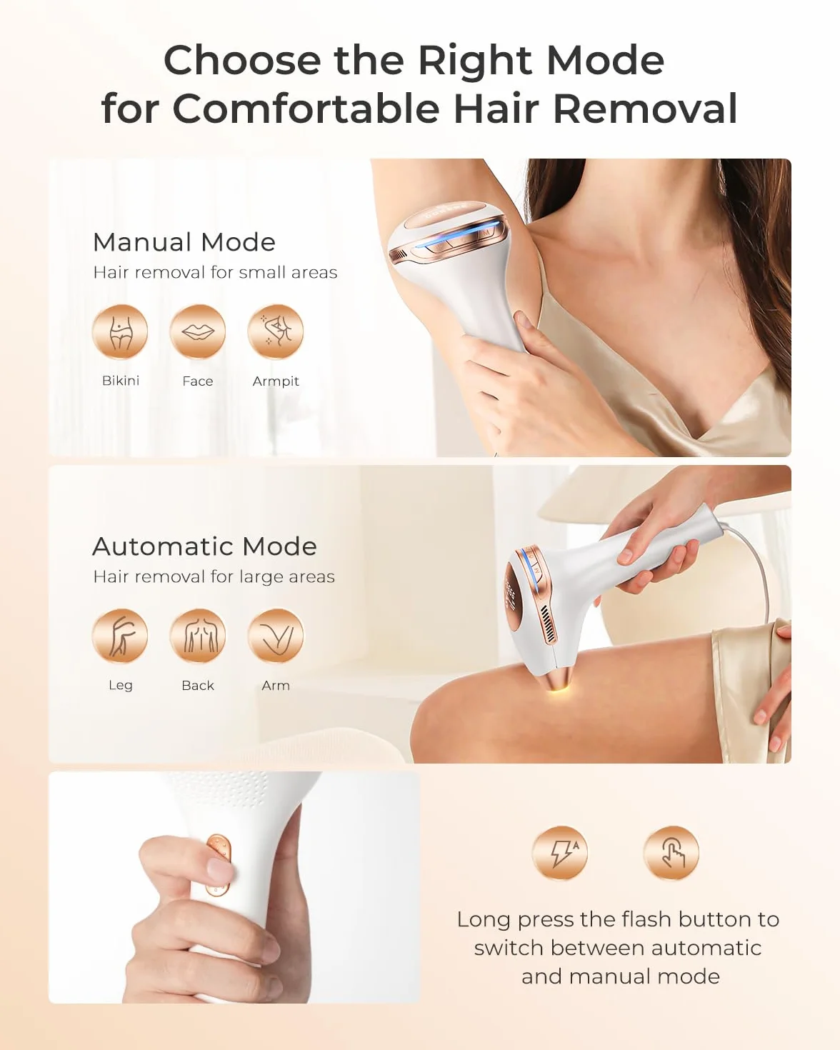 IPL Epilatore Luce Pulsata, 3 in 1 Laser Epilatore a Luce Pulsata Efficiente 600NM-1200NM Laser Depilazione, 9 livelli di Energia, 999,900 Luce Pulsata per Donne, Viso, Ascelle, Corpo