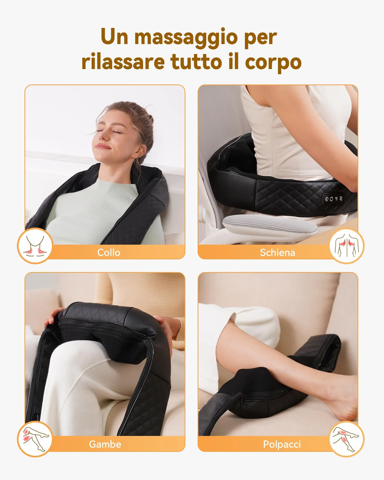 KNQZE® Massaggiatore cervicale, 2026 Shiatsu 4D massaggiatore schiena e collo, Massaggio collo 4D con impastamento del tessuto profondo, Alleviare la fatica, Regalo donna uomo mamma