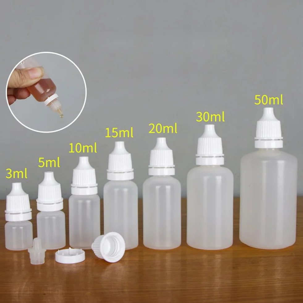 24 Pz 50ml Vuoto di plastica collirio Bottiglia/flacone contagocce/Bottiglie di scarico - con anello di tenuta - Contenitore di flaconi per cosmetici - Ottimo per confezione da viaggio