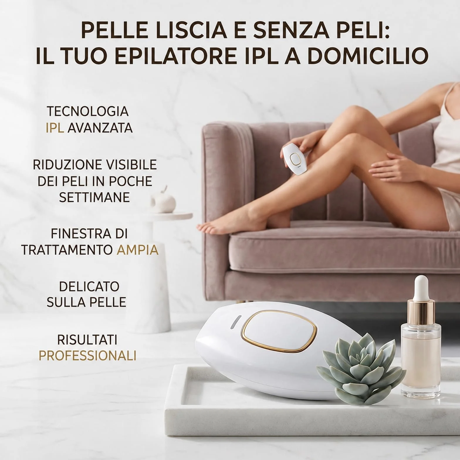 Solippy Luce Pulsa 881 Dispositivo di Depilazione IPL a Forma di Pane per Donna Elettrico Bianco