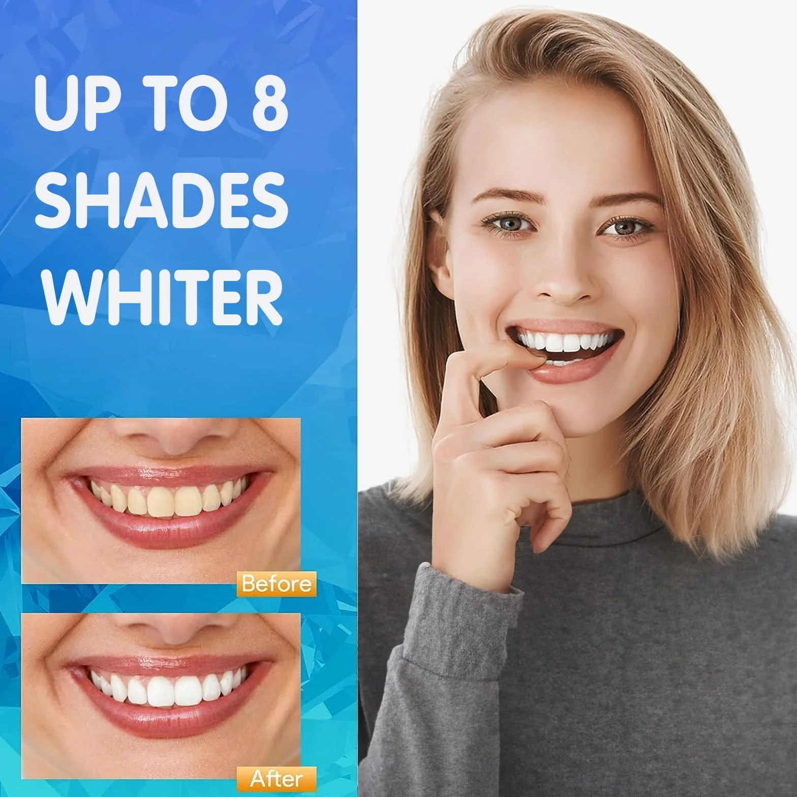 28 Strisce Sbiancanti Denti Professionali, Senza Teeth Sbiancamento Dei Denti, Whitening Strips per Sbiancamento Delicato, Facile Uso a Casa o in Viaggio