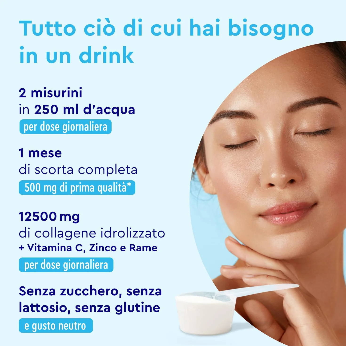 Collagene Marino Idrolizzato in Polvere VERISOL 500 g con Vitamina C Rame Zinco per Pelle Articolazioni Capelli