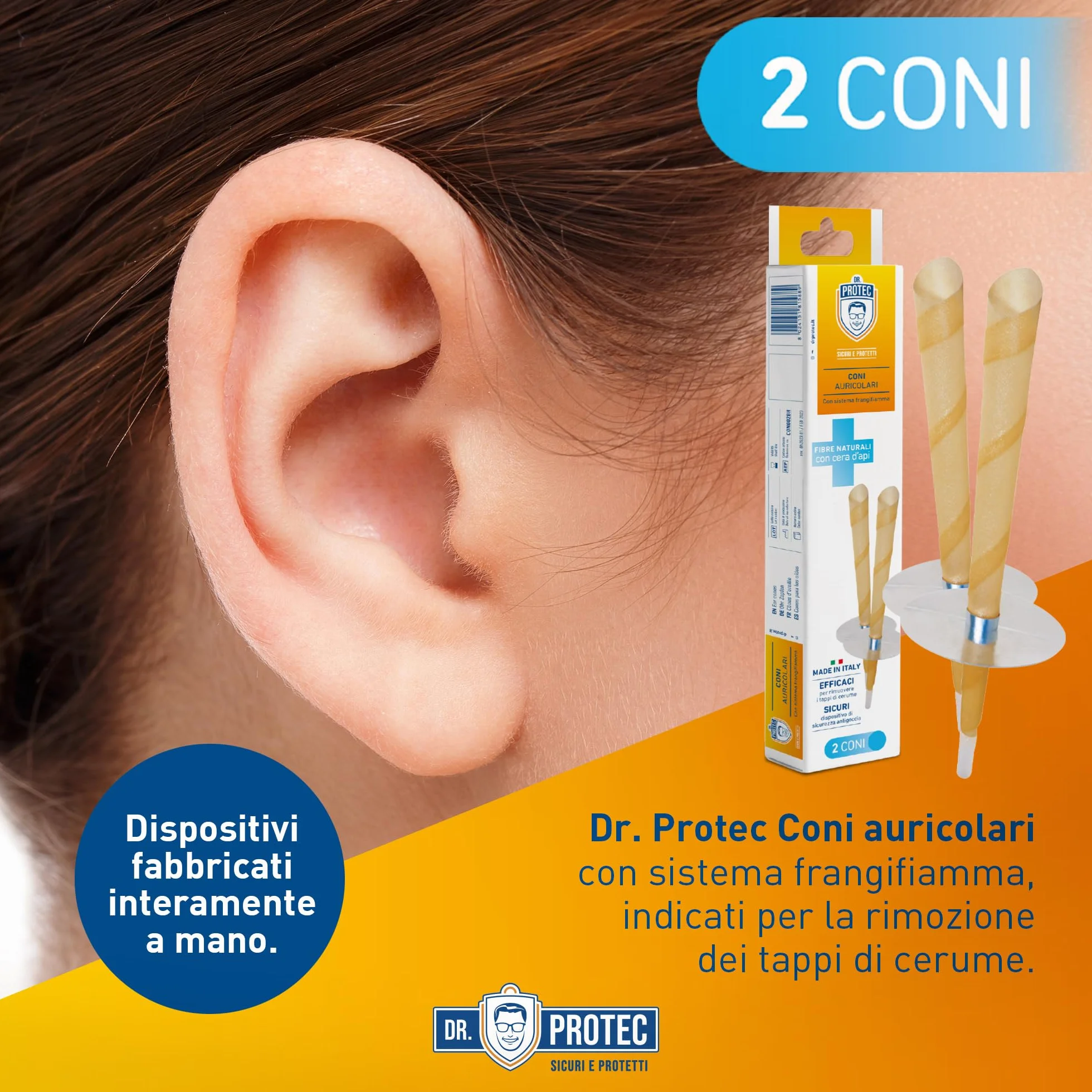 Dr Protec, Cono Auricolare con sistema frangifiamma, 2 coni per confezione