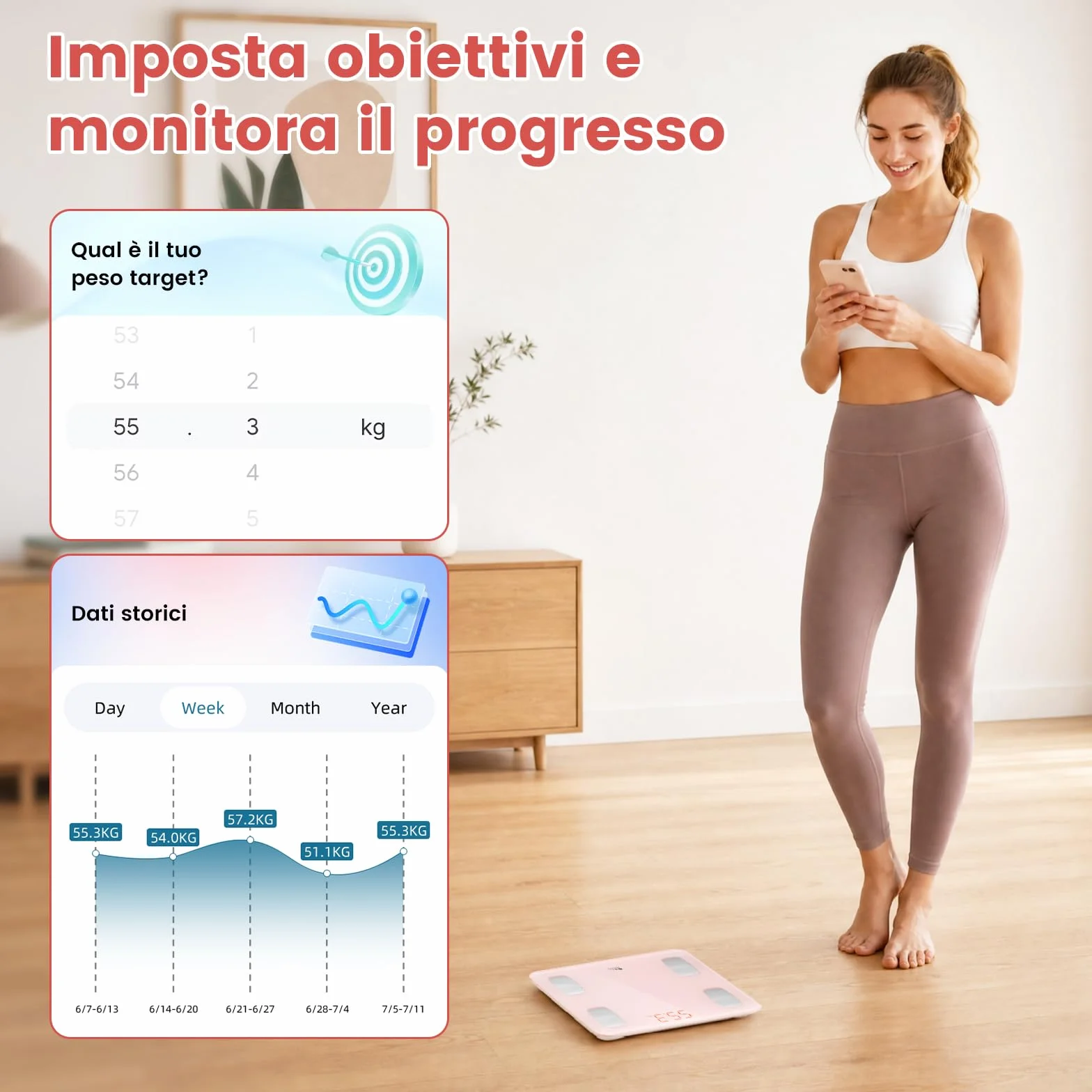 Himaly Bilancia Pesapersone Digitale Professionale Bluetooth 180 kg