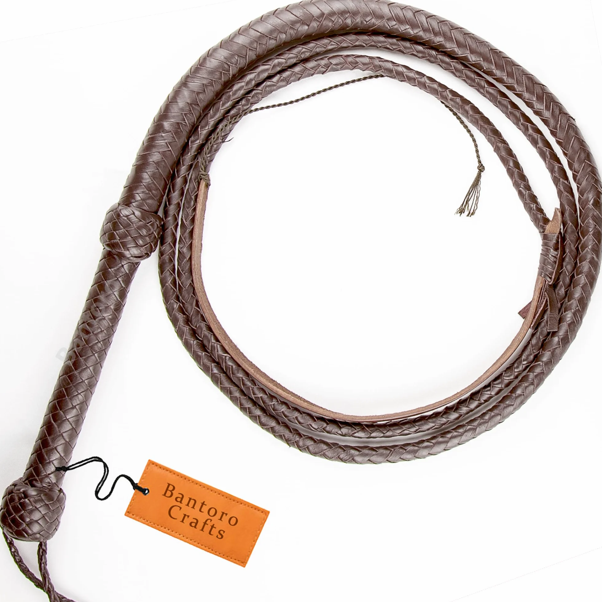 Frusta in Vera Pelle 8 Piedi 12 Trecce Equitazione Marrone