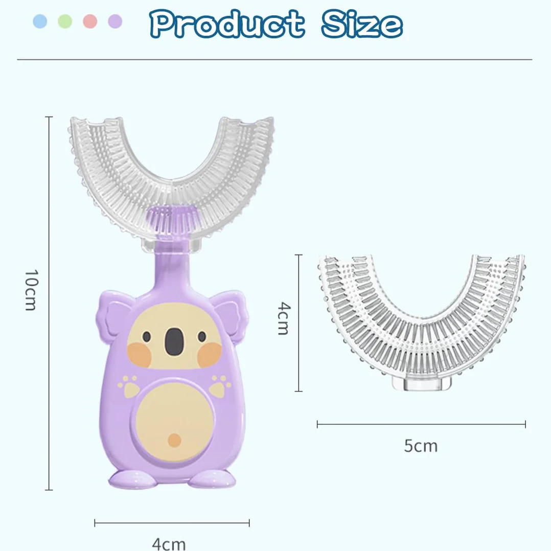 4 Pezzi Spazzolino per Bambini, a Forma di U, 360 Gradi per la Pulizia Orale,Setole in Silicone in Silicone Morbido per Uso Alimentare, per l'igiene Orale,Spazzolino Neonato(2-6 Anni)