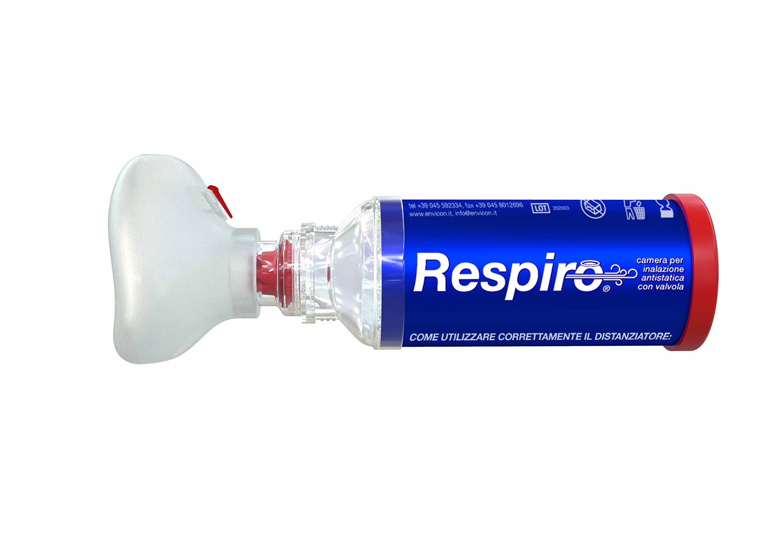 Respiro® camera per inalazione antistatica con valvola e mascherina neonatale 0-2 anni Envicon® Medical