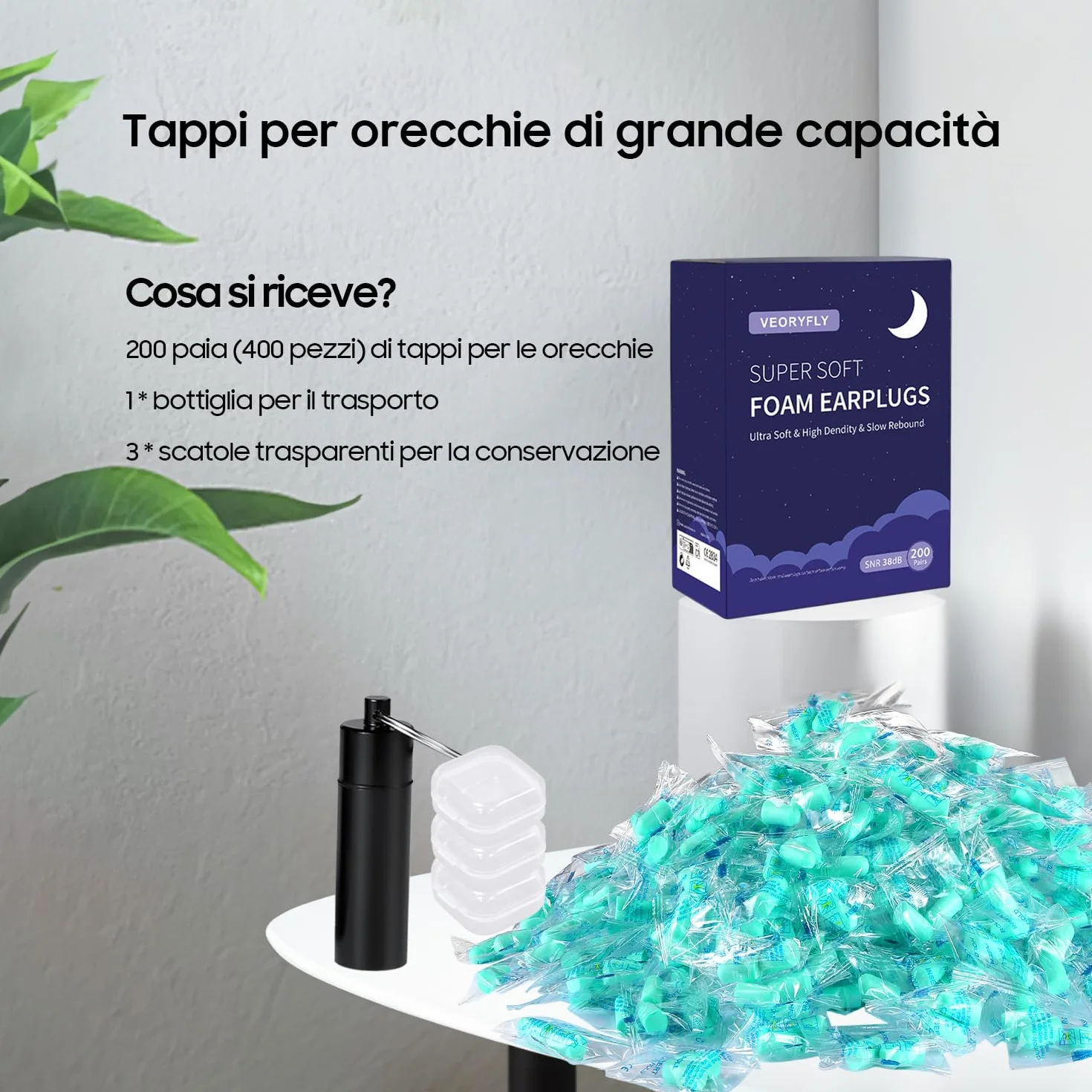 200 Paia Tappi Orecchie Dormire, Tappi Per Orecchie Antirumore Per Dormire, Super Morbidi Per Il Sonno