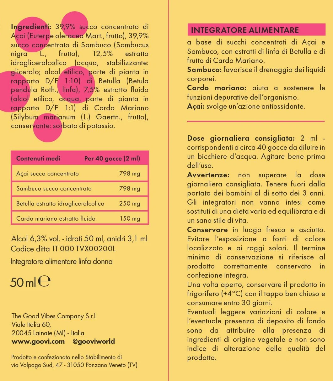 Goovi Give Me Detox Integratore Alimentare Linfa di Betulla Drenaggio Liquidi Depurativa 50 ml