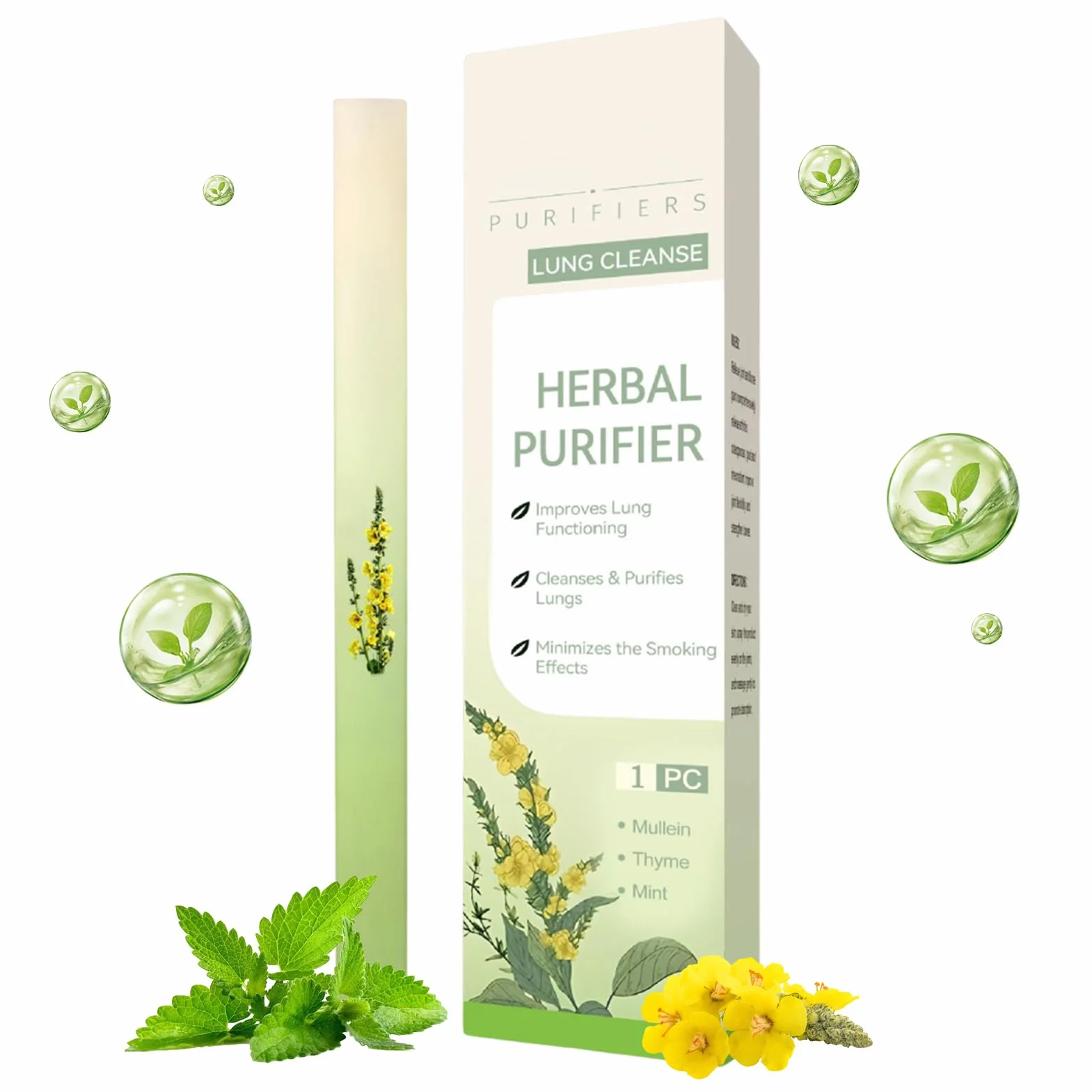 2 Purificatori Polmonari a base di Verbasco, Diffusori a Penna a Bases di Erbe Migliorati per Alleviare lo Stress, Inalatori Naturali per Respirare Meglio, Diffusore a Base di Verbasco Botanico
