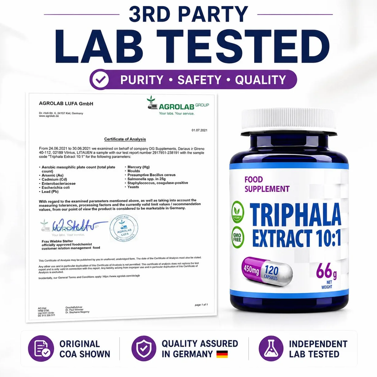 Hepatica Estratto di Triphala | 4.500 mg Equivalente | Estratto 10:1 da 450 mg | Amalaki, Haritaki e Bibhitaki | 120 Capsule Vegane | GMP & Testato da Laboratorio Indipendente