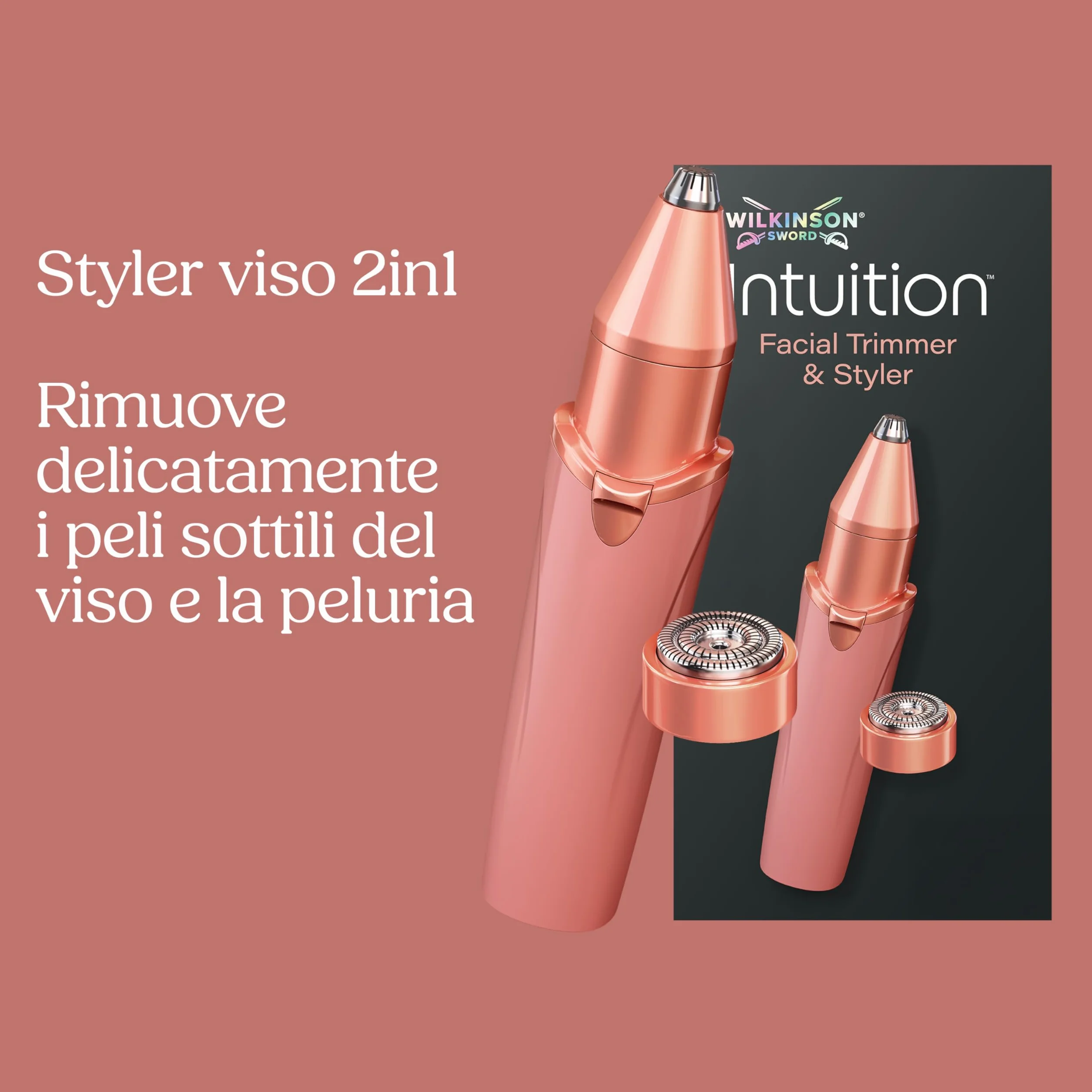 Wilkinson Sword Intuition rifinitore regolatore viso donna rasoio sopracciglia 2in1 con 2 accessori