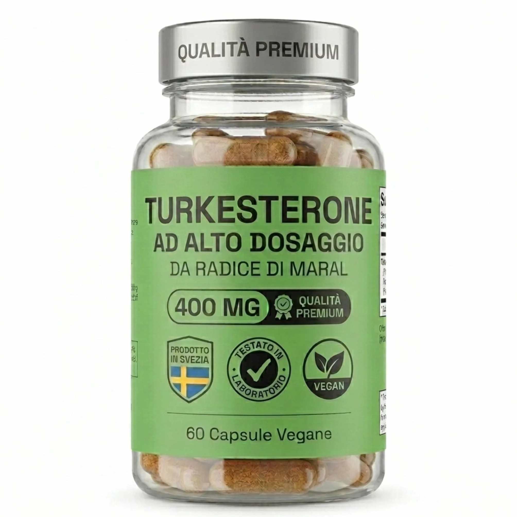 NOOP Turkesterone 400 mg Integratore Testosterone Uomo Booster Massa Muscolare Forza Radice di Maral Vegano 60 Capsule