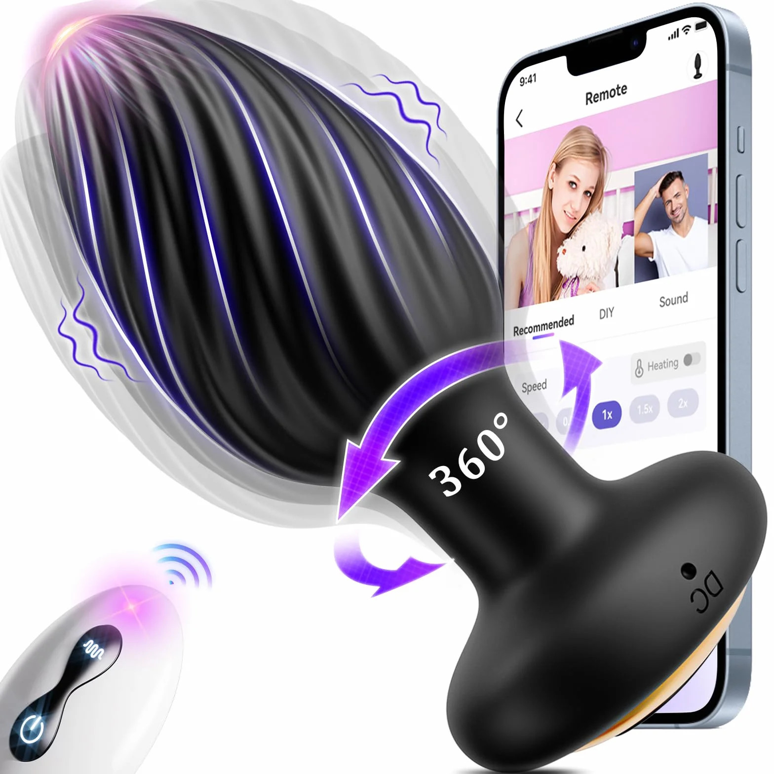 Vibratore Anale Dildo per Uomo con 7 Rotazione e 7 Vibrazione, Sex Toys Sessuali per Coppia
