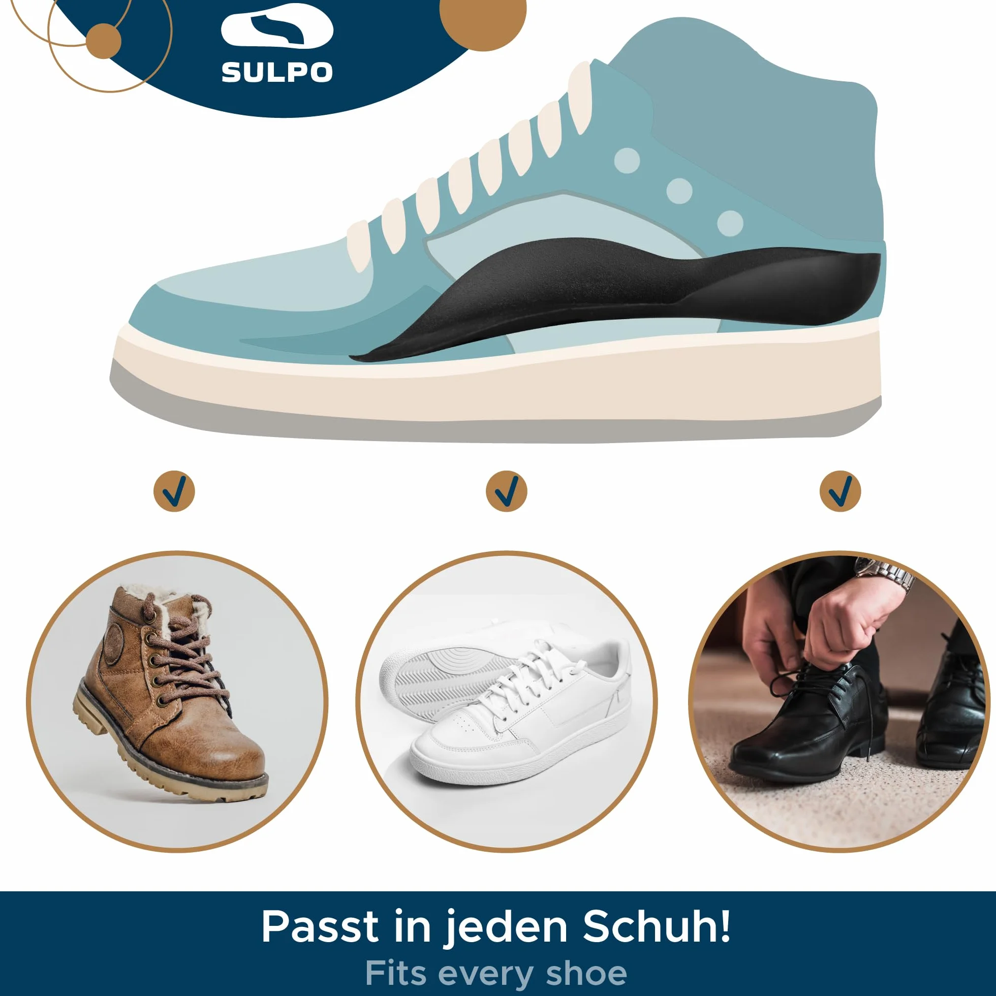 SULPO Talloniera per spina calcaneare - 3/4 Solette ortopediche per tallonite e piedi piatti - Proteggi tallone per scarpe - Cuscinetti tallone per fascite plantare e il dolore ai piedi - 36-39 / M