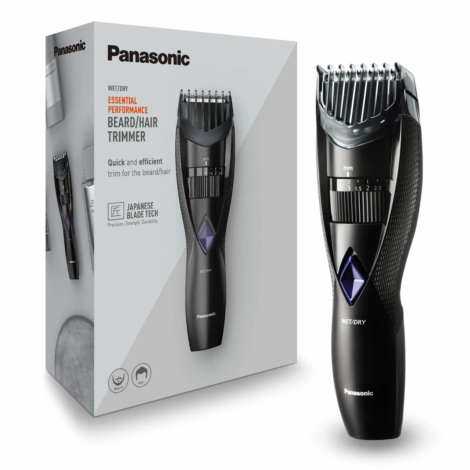 Panasonic ER-GB37-K503 Regolabarba Tagliacapelli Wet & Dry Impermeabile 20 Lunghezze 0,5-10 mm Base Ricarica