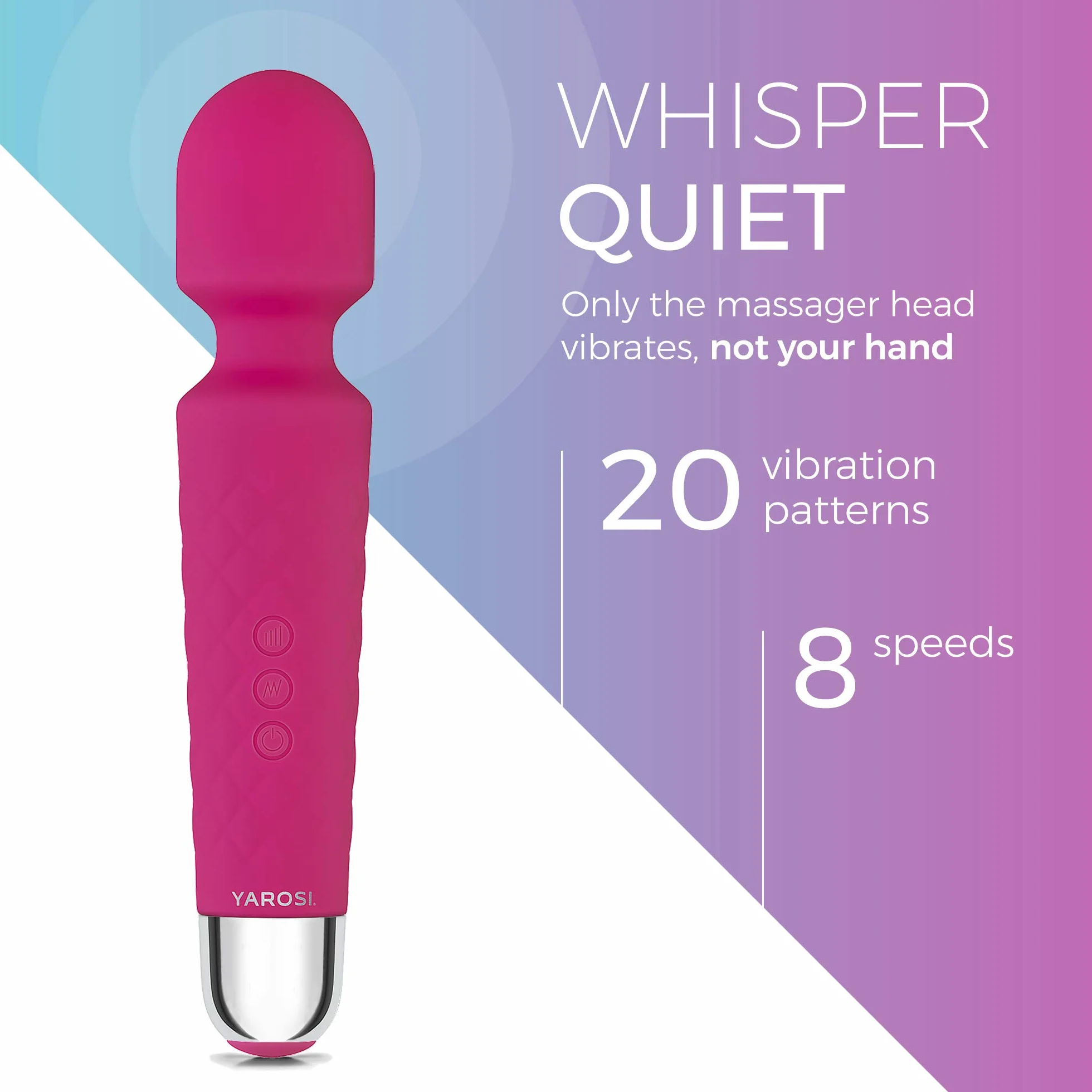 Yarosi Cordless Massager della bacchetta da - Strongest terapeutico Vibrante Potenza - meglio votati per il regalo Viaggi - Magic stress di distanza - Perfetto per dolori muscolari - USB - Mini - Rosa
