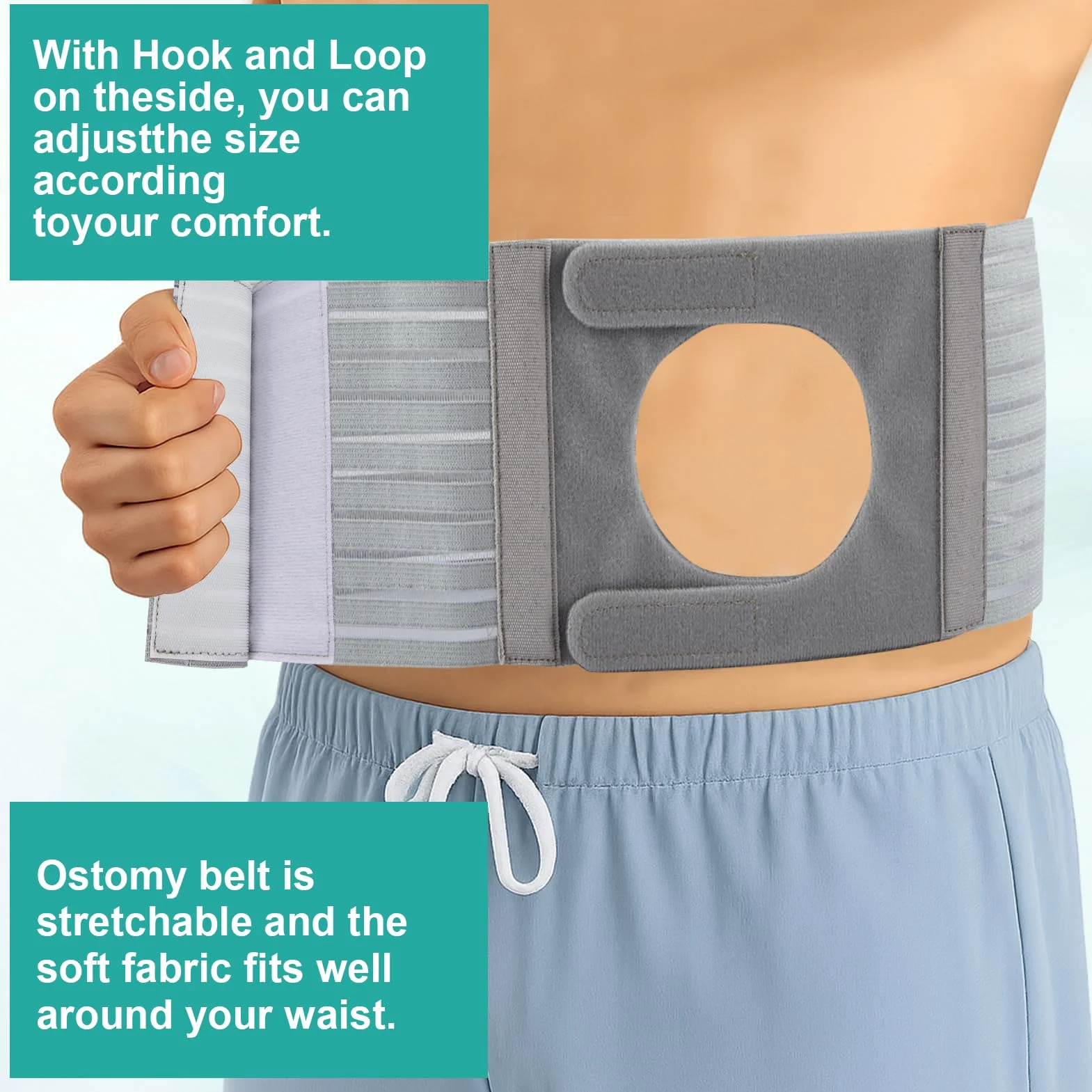 1 PCS Fascia Per Stomia Da Uomo E Donna, Cintura Per Stomia Larga 13 cm, Grigia Cintura Addominale Post Colostomia Per Prevenire L'ernia Parastomale, XL