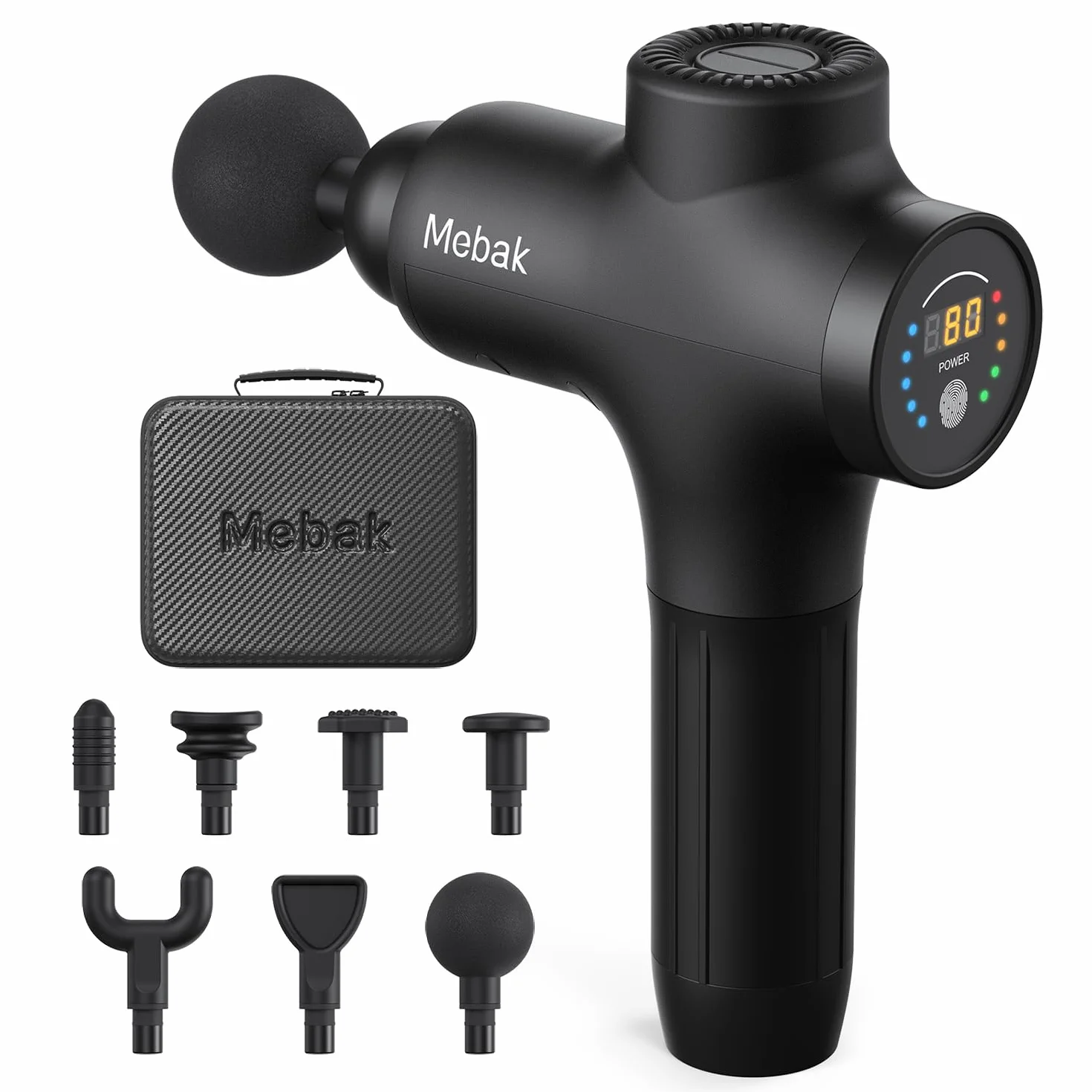 Mebak 3 Pistola Massaggio Muscolare Professionale Pistola Massaggiante Massage Gun Tessuto Profondo Corpo Sollievo Dolore Elettrico Silenzioso Massaggiatore 3200RPM 7 Testa 5 Velocità 12mm Ampiezza