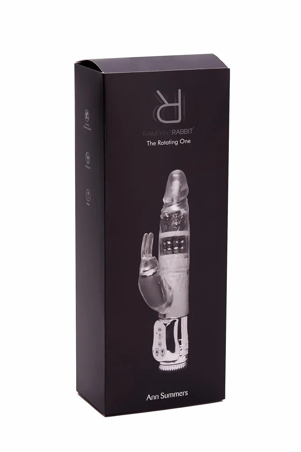 Ann Summers,Vibratore Rampant Rabbit Vibrator, quello rotante con perline da massaggio e vibratore a punta curva, funzionamento a batteria,Trasparente