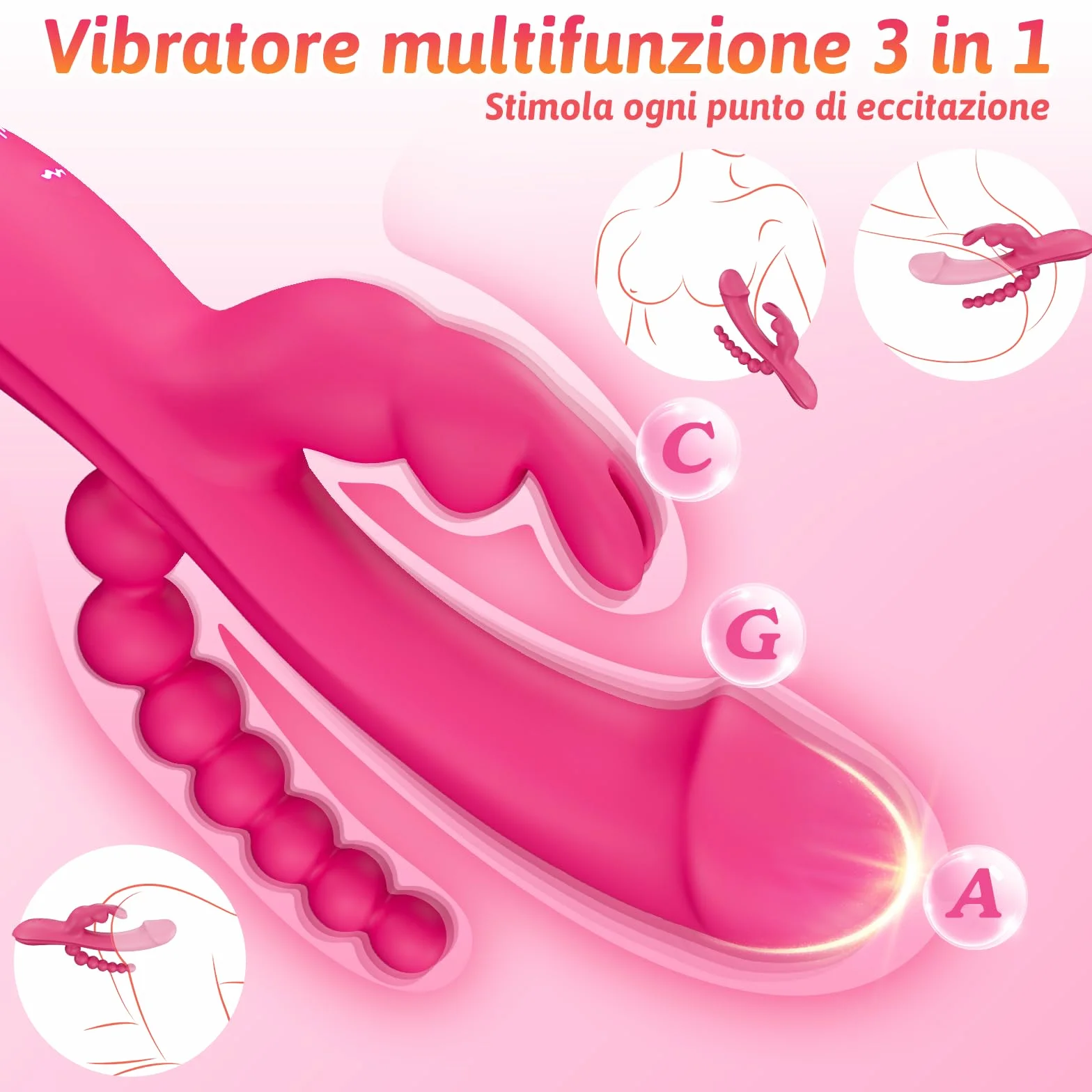 Vibratoreper donna del punto G Sex Toy - Dildo Stimolatore clitorideo, Giocattolo per adulti per il piacere femminile, doppio 10 modalità vibratore rosa anale Giocattolo del sesso di coppia