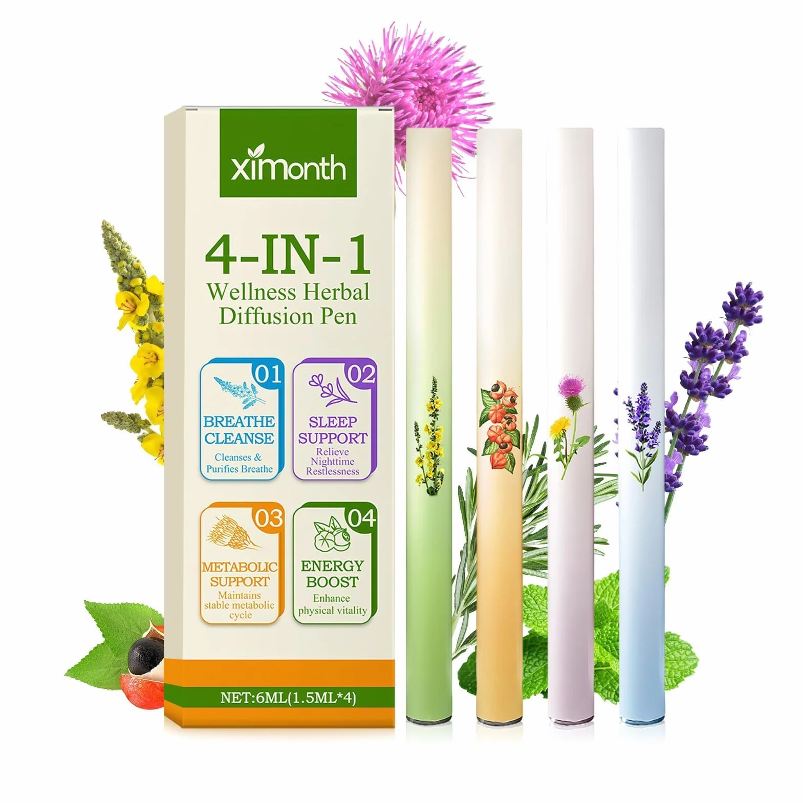 Purificatore Polmonare alle Erbe di Verbascum, Penna Diffusore Aggiornata, Inalatore Aromaterapia per Uomini Donne