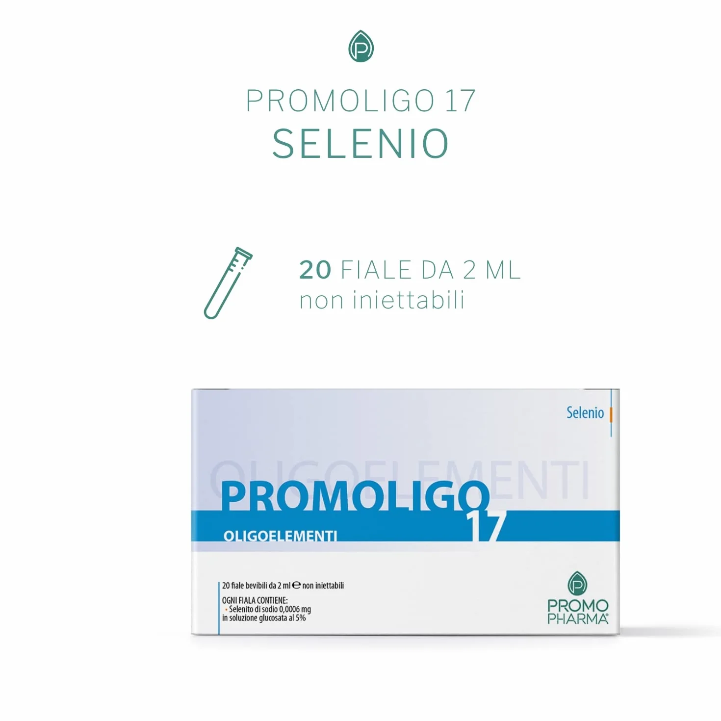 Promoligo 17 - Selenio - Oligoelementi Essenziali - Selenio, antiossidante per il sistema immunitario - senza glutine - 20 fiale da 2 ml