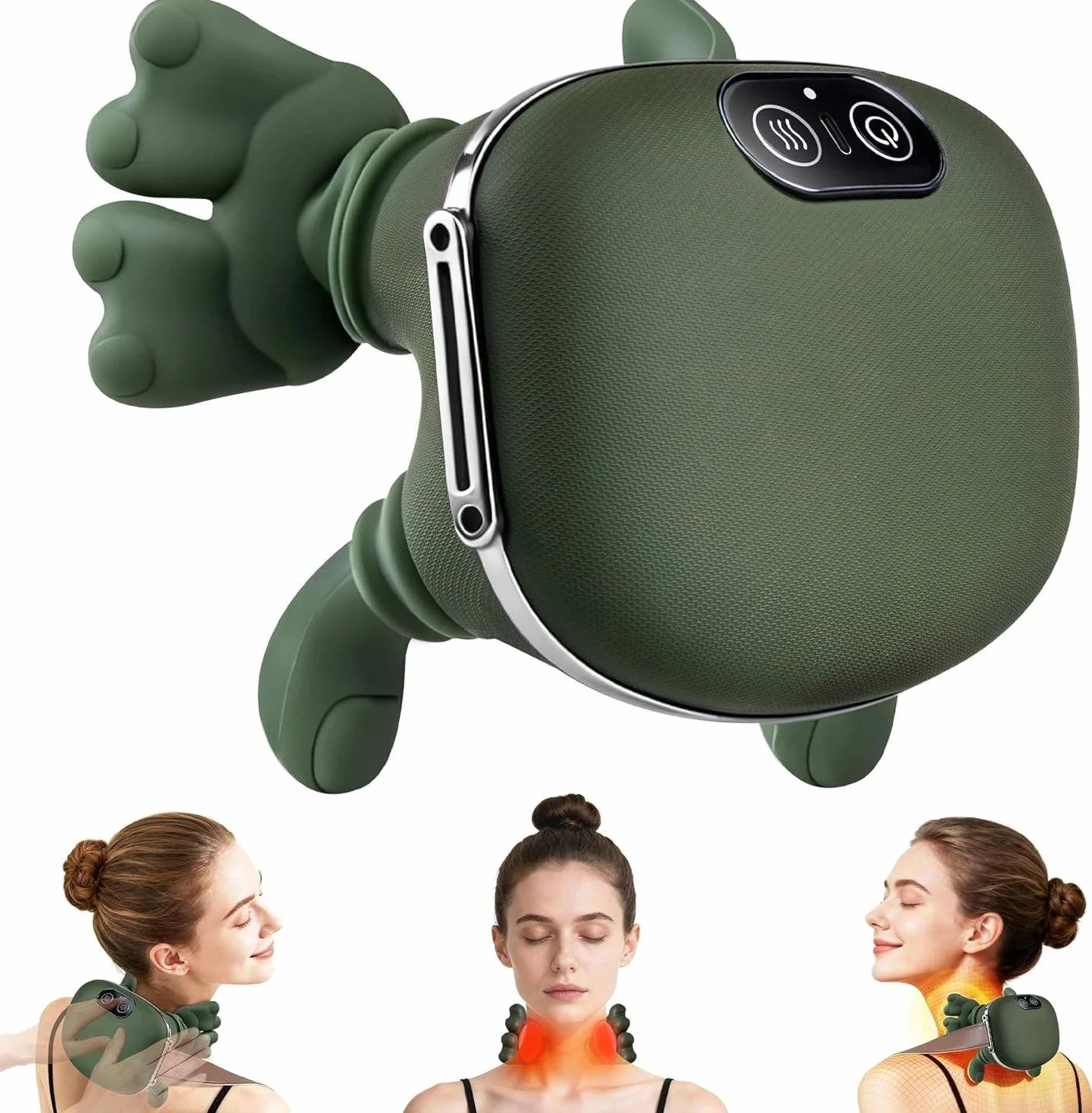 Massaggiatore Cervicale Ergonomico 4D Senza Fili, Massaggiatore Collo e Spalle con Calore, Massaggio Cervicale Profondo per Sollievo dal Dolore, Cuscino Massaggiante Schiena Portatile USB
