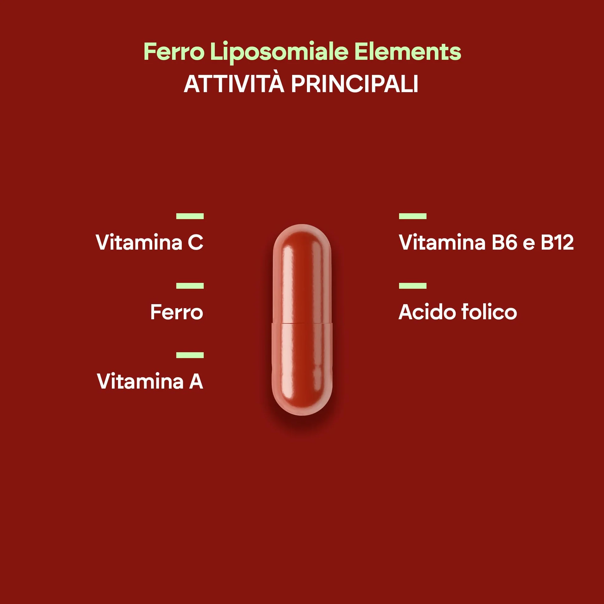 Ferro Liposomiale 30mg Stanchezza e Affaticamento - Con Vitamina C, B12, Acido Folico, A e B6 - Integratore di Ferro - 60 Capsule Liposomal Iron Nutralie