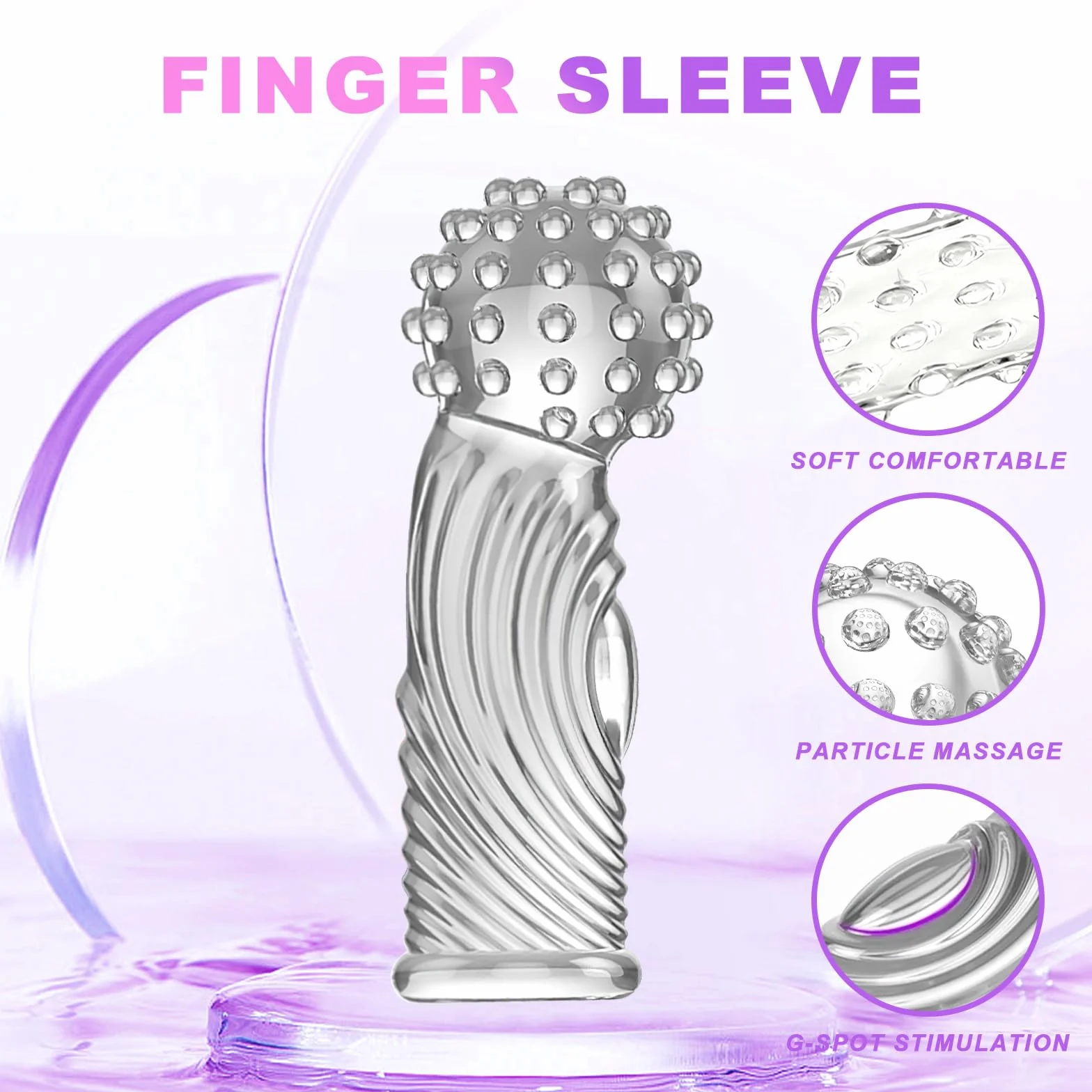 Qoosea 4 pezzi Manicotti per Dita per Coppie, Manicotti per Massaggio alle Dita Punto G, Copertura per Dita Facili da Trasportare Sex Toy(Trasparente)