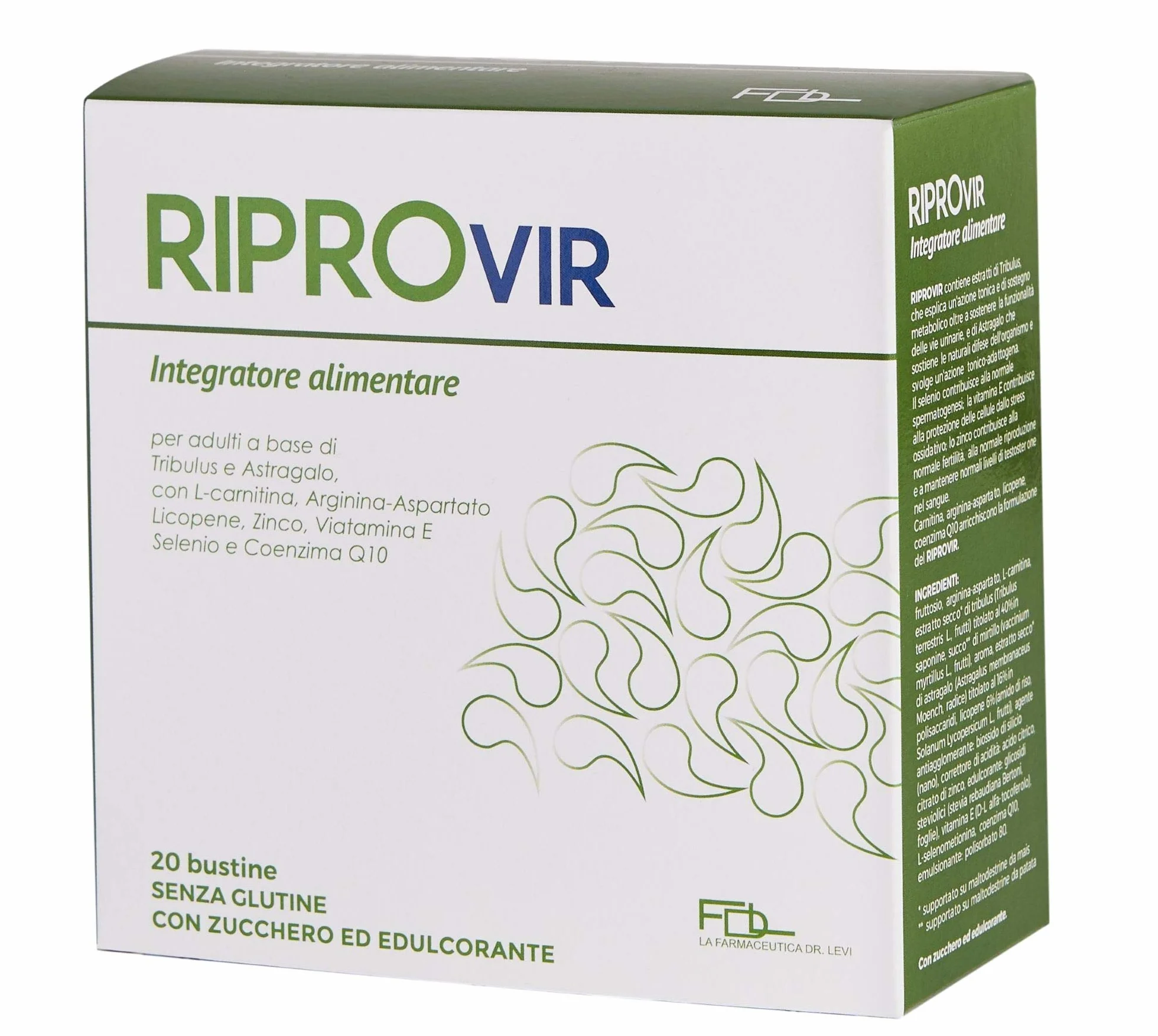 RIPROVIR integratore alimentare in bustine solubili con Tribulus, Astragalo, L-Carnitina, Zinco, Selenio, Coenzima Q10