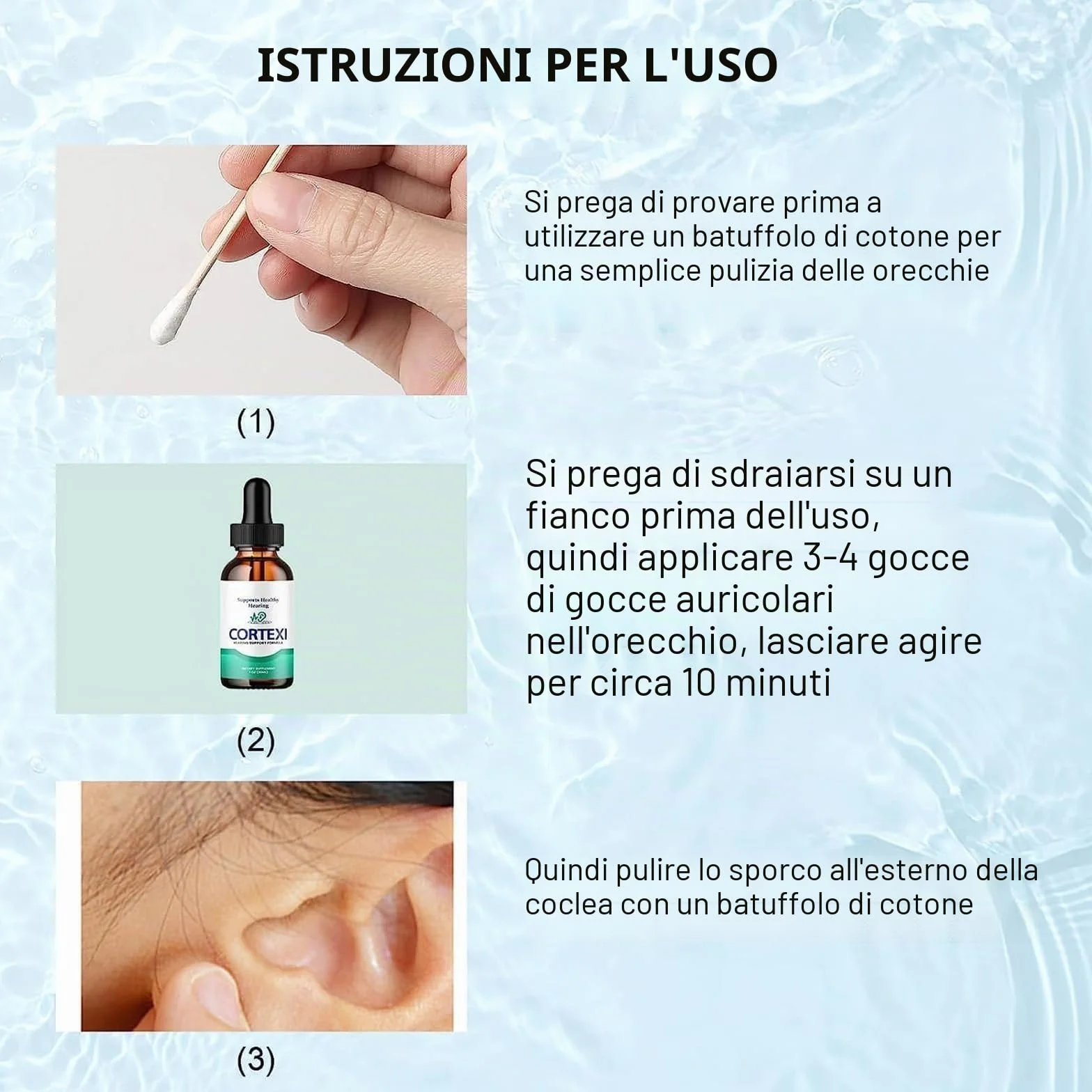 Cortexi - Gocce di supporto per l'udito – Aiuta con la salute del timpano, Cortexi gocce auricolari, promuove la chiarezza uditiva, supporta un udito sano – Olio d'oliva di grado medico per cerume (1