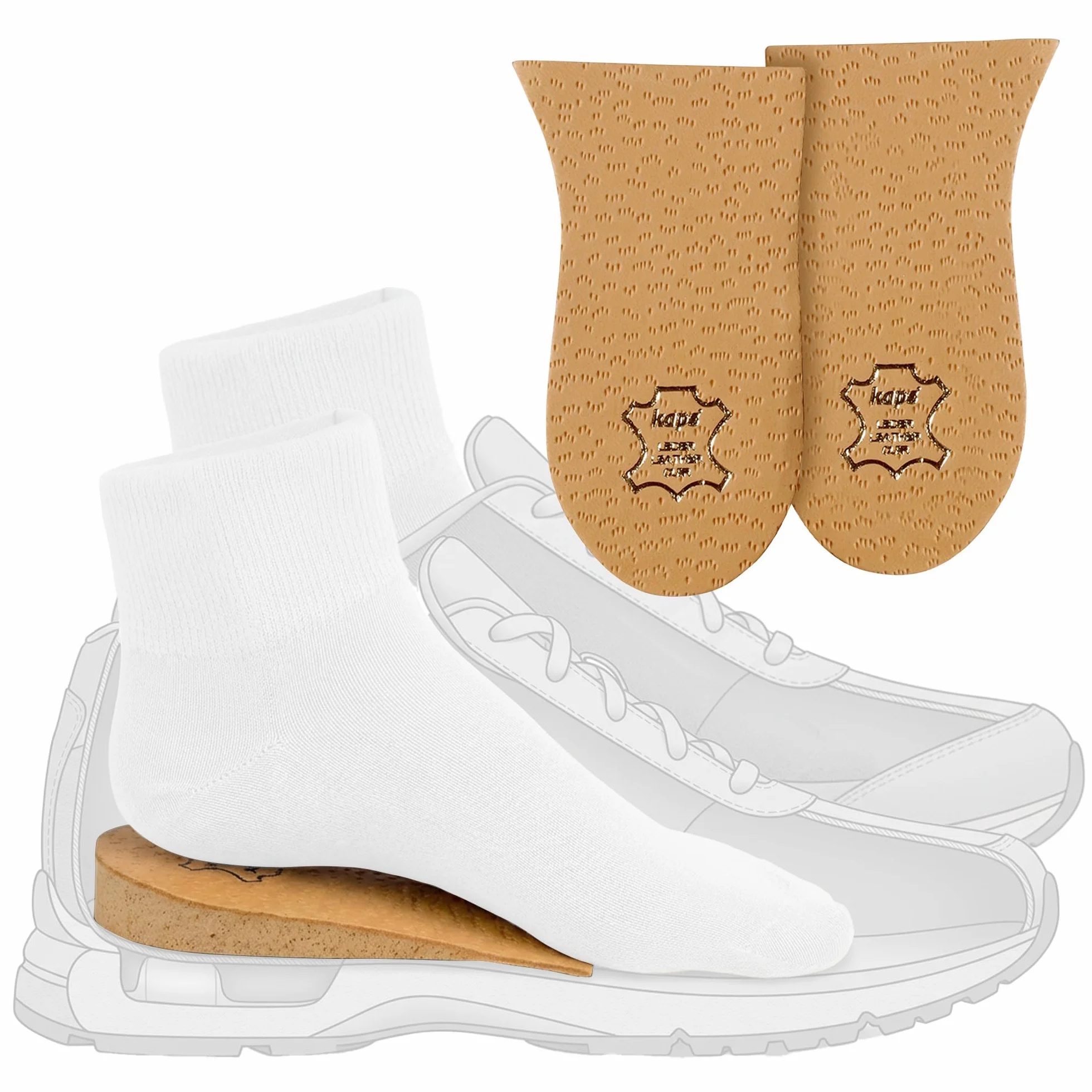 Elevatore per Tallone, Rialzo per Tallone, Zeppa Ortotica, Pad per Scarpe, Molte Larghezze e Spessori, Copertura in Pelle, Topmed, Fornito a NHS, 2 Pezzi Sinistra e Destra
