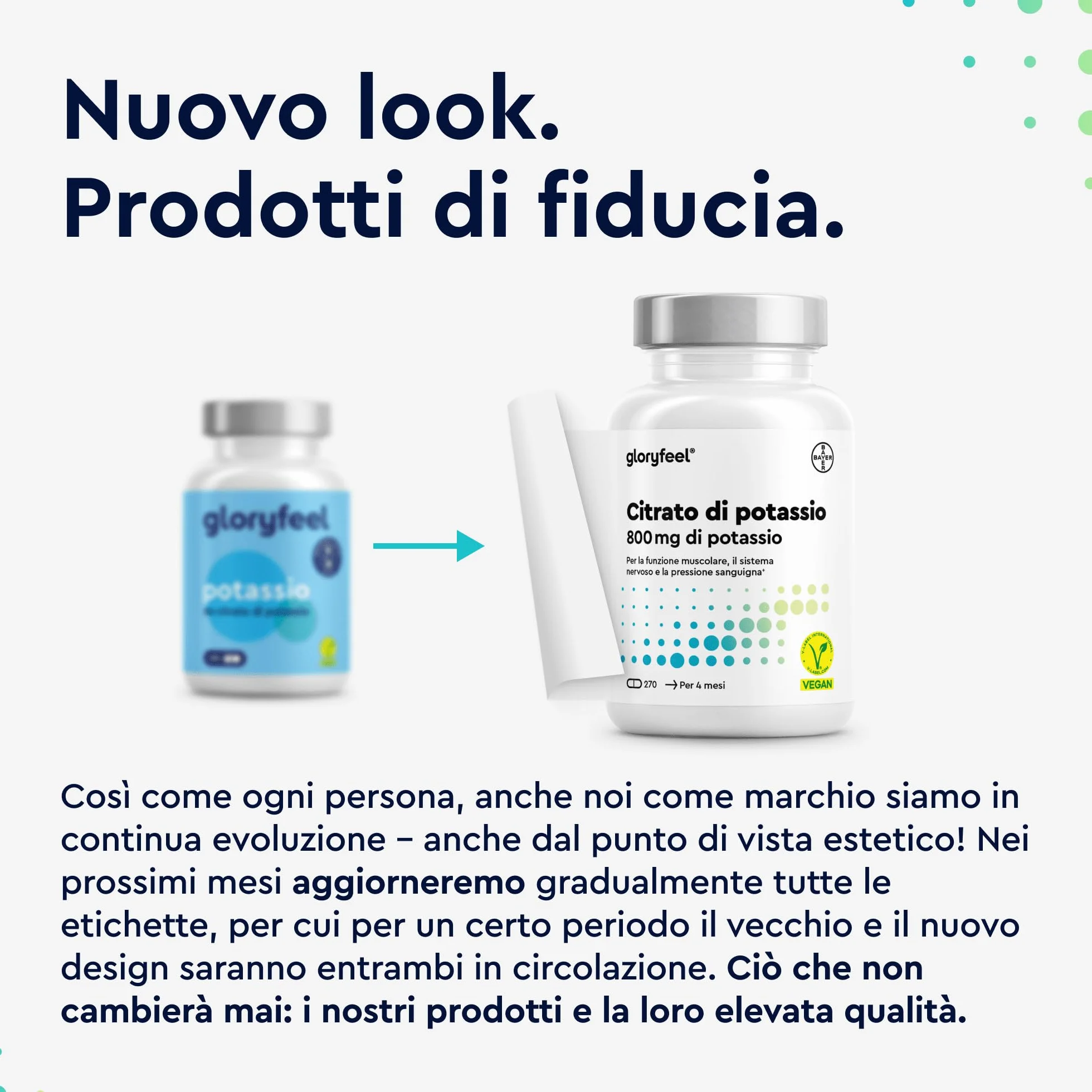 Potassio Integratore, 270 Capsule, Eletto PRODOTTO DELL'ANNO 2025, Vegano, 800mg Citrato di Potassio Puro, Scorta 4 Mesi, Supporto Muscoli Nervi e Pressione Sanguigna, Senza Additivi, 100% Vegan