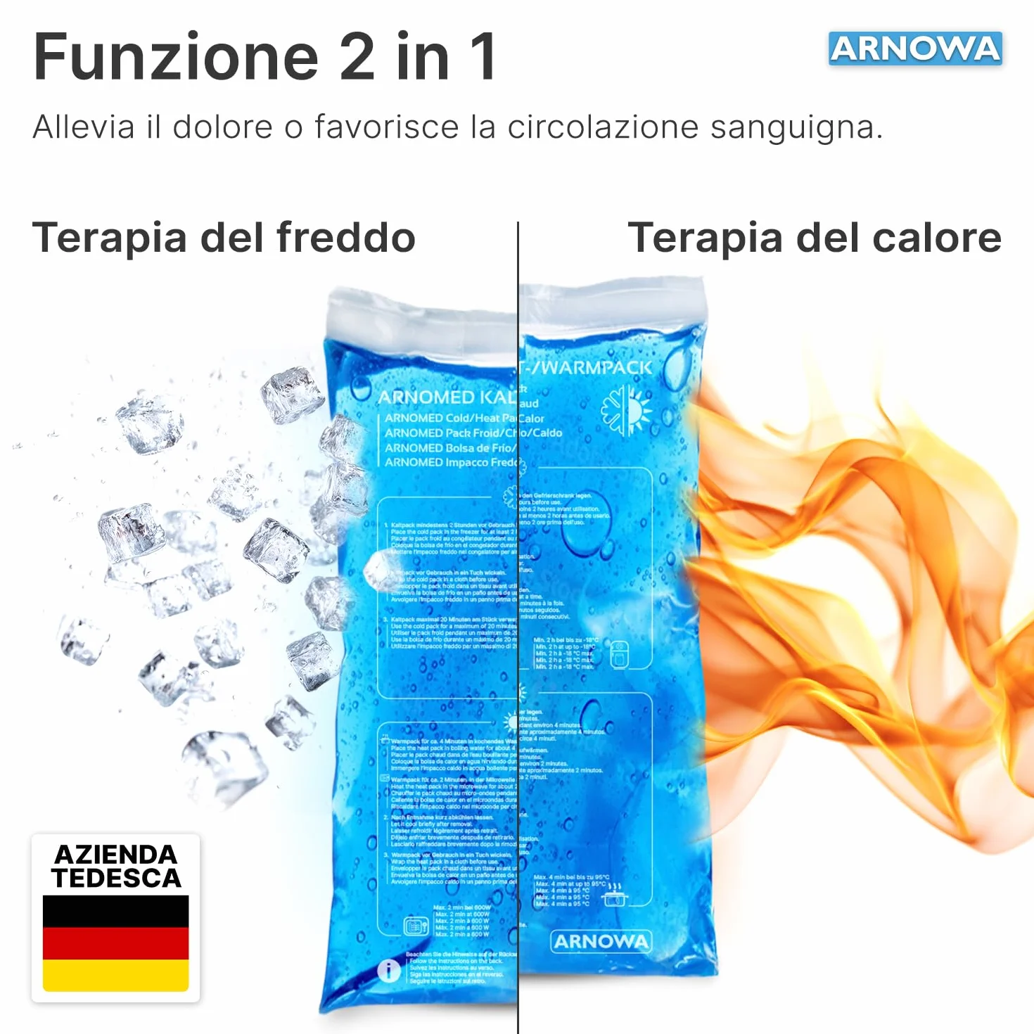 ARNOMED® Cuscinetti di gel di raffreddamento riutilizzabili, 2 pezzi taglie M, L e XL