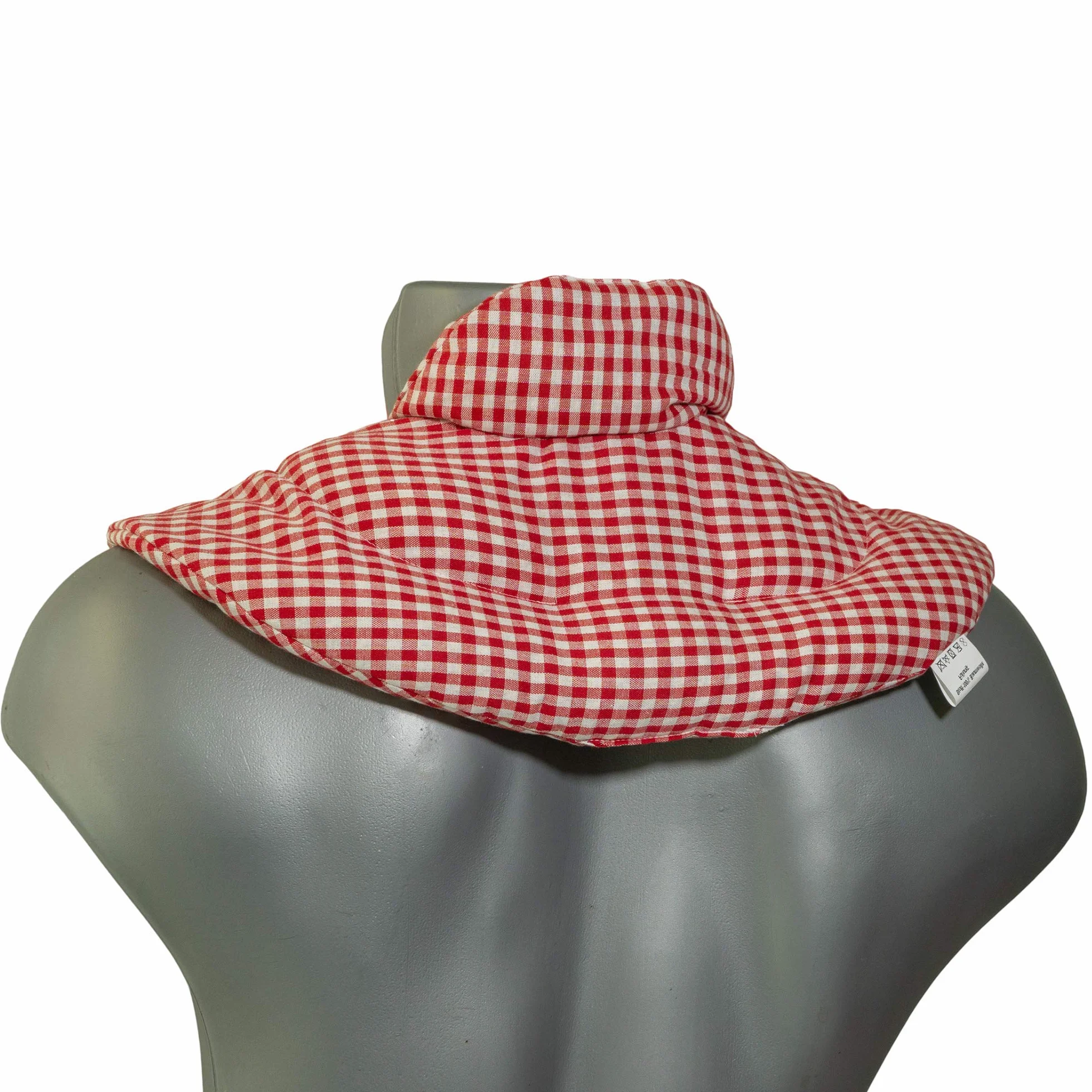 Cuscino del collo, rosso-bianco. Cuscino termico con noccioli di ciliegia, terapia caldo e freddo. Scaldacollo